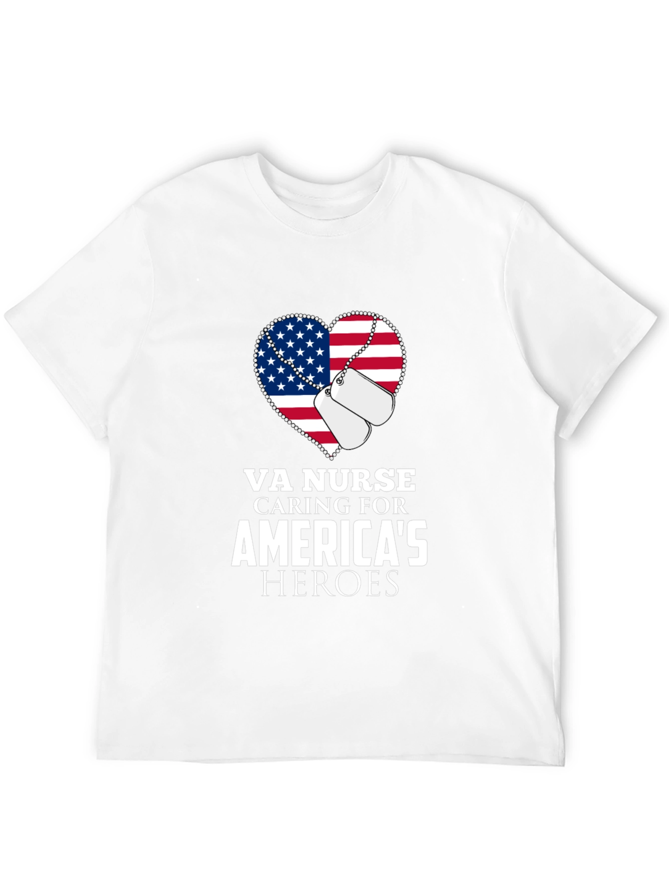 VA Nurse American Flag Heart T-Shirt