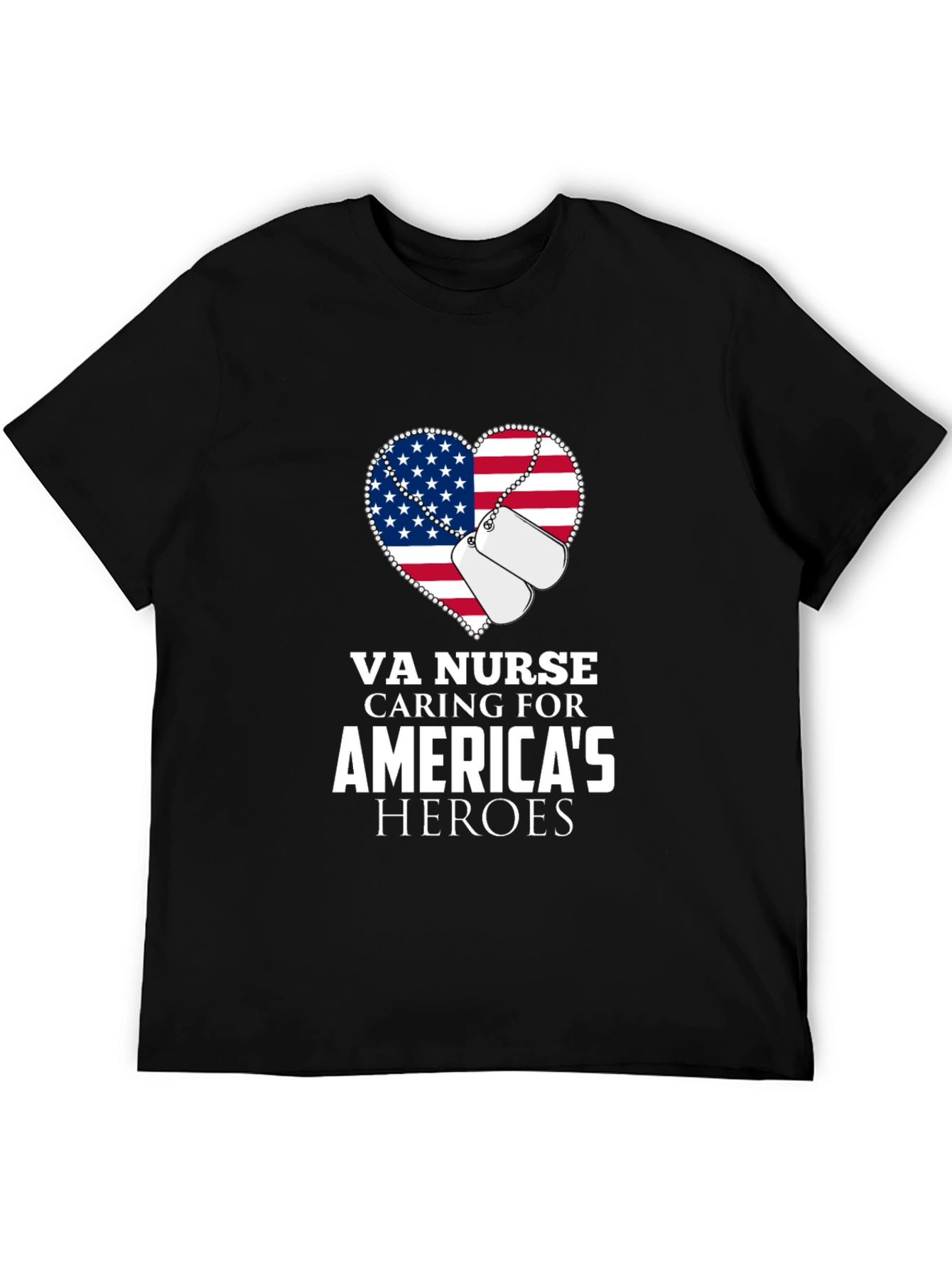 VA Nurse American Flag Heart T-Shirt