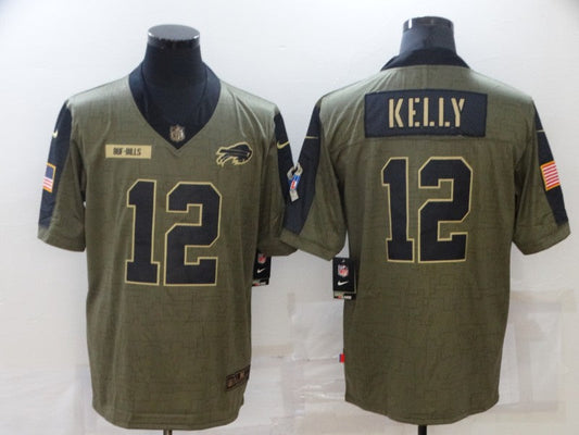 Men's Buffalo Bills Jim Kelly #12 Brown Game Jerseys