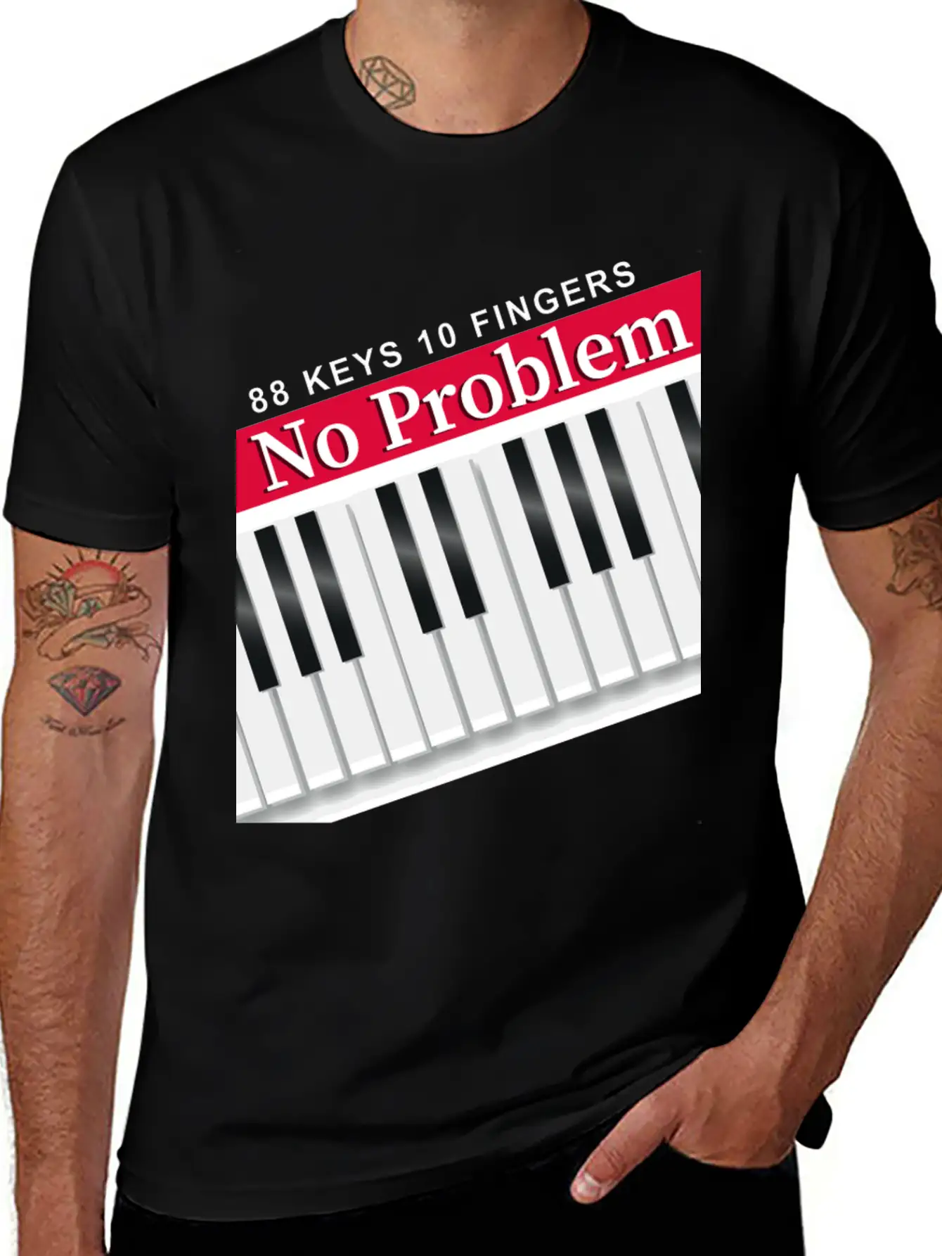 88 Keys 10 Fingers Piano Music Teacher Musician Unisex Short Sleeve Soft Cotton T-Shirt – Casual Everyday Wear