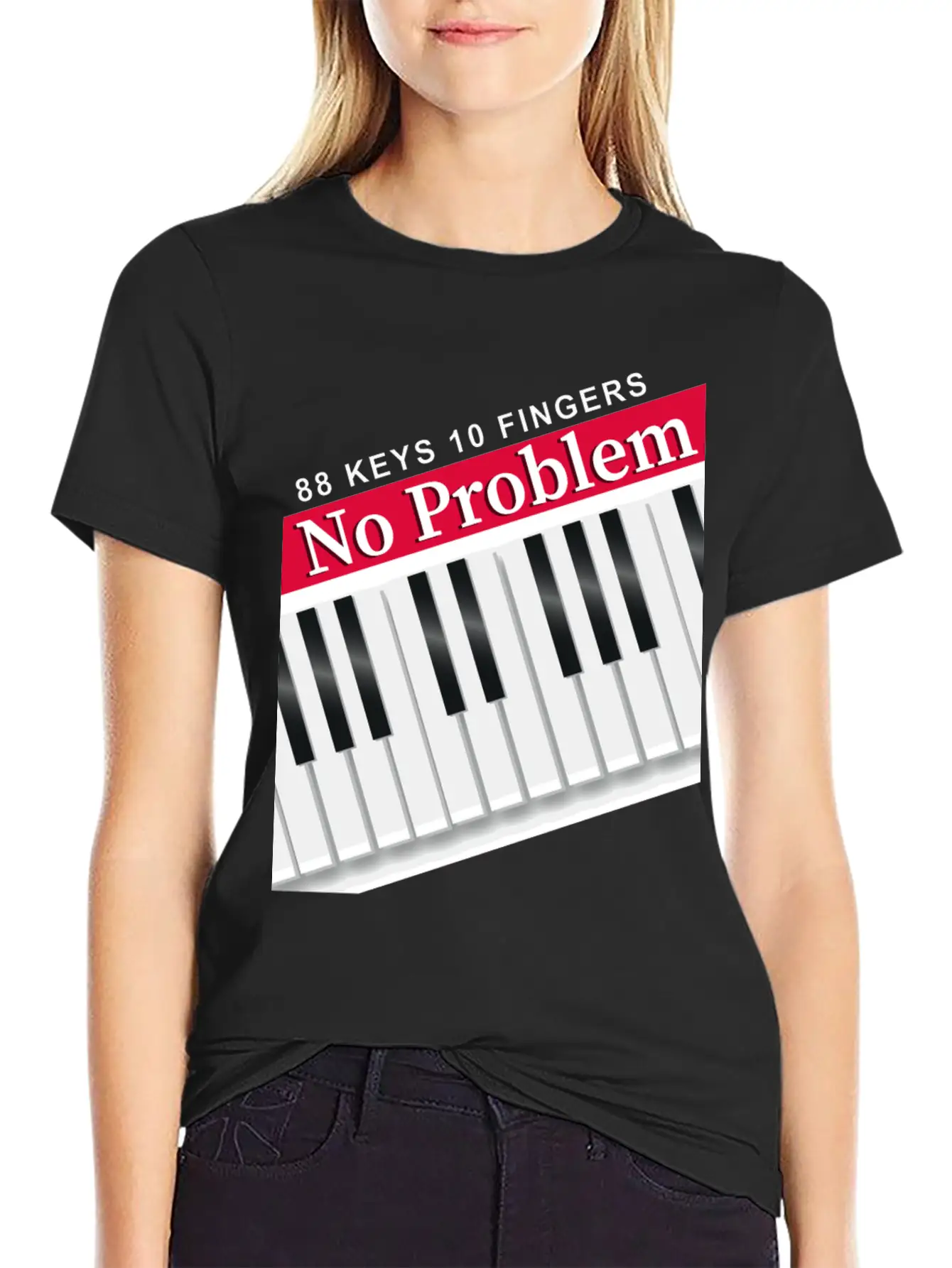 88 Keys 10 Fingers Piano Music Teacher Musician Unisex Short Sleeve Soft Cotton T-Shirt – Casual Everyday Wear