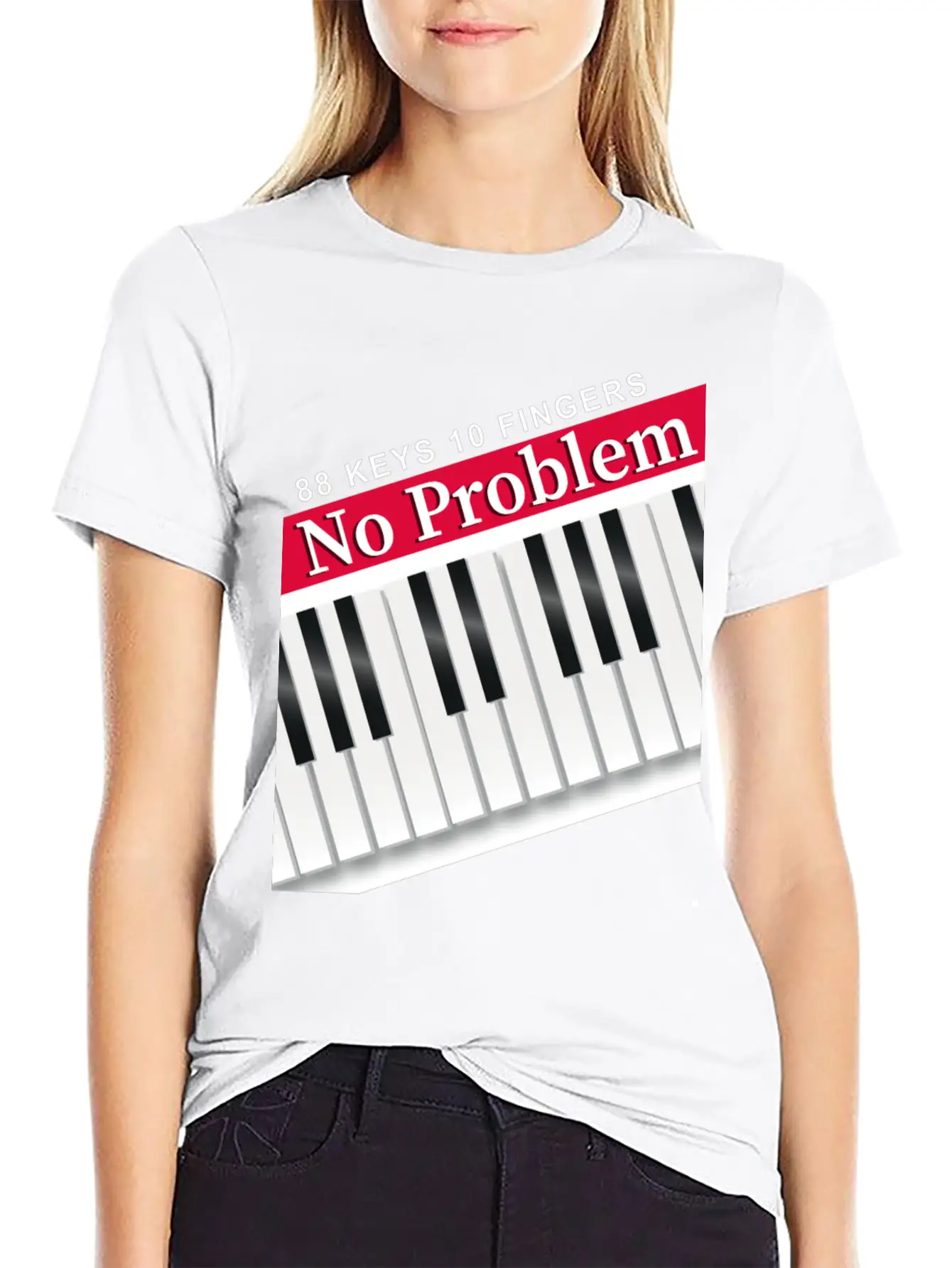88 Keys 10 Fingers Piano Music Teacher Musician Unisex Short Sleeve Soft Cotton T-Shirt – Casual Everyday Wear