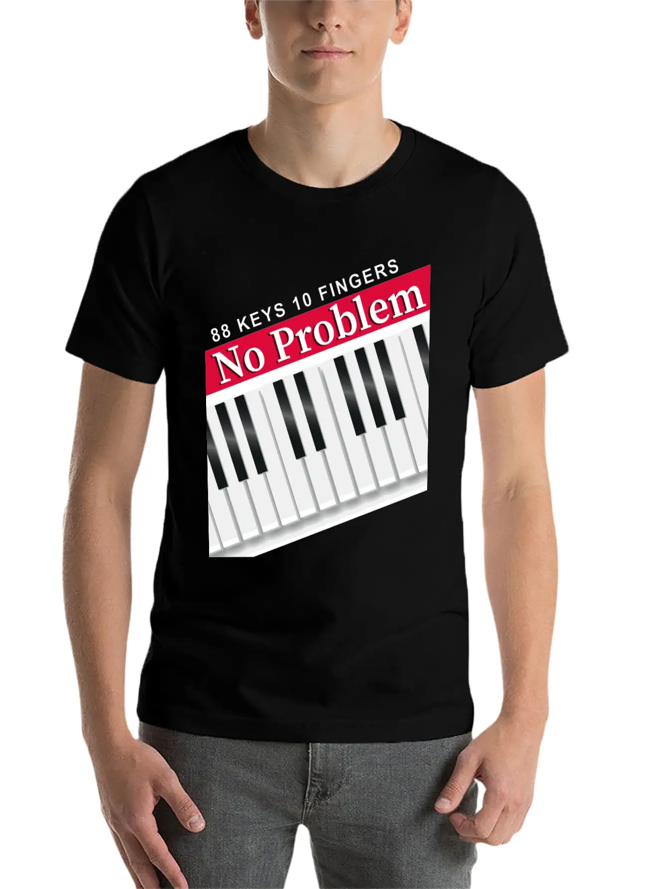 88 Keys 10 Fingers Piano Music Teacher Musician Unisex Short Sleeve Soft Cotton T-Shirt – Casual Everyday Wear