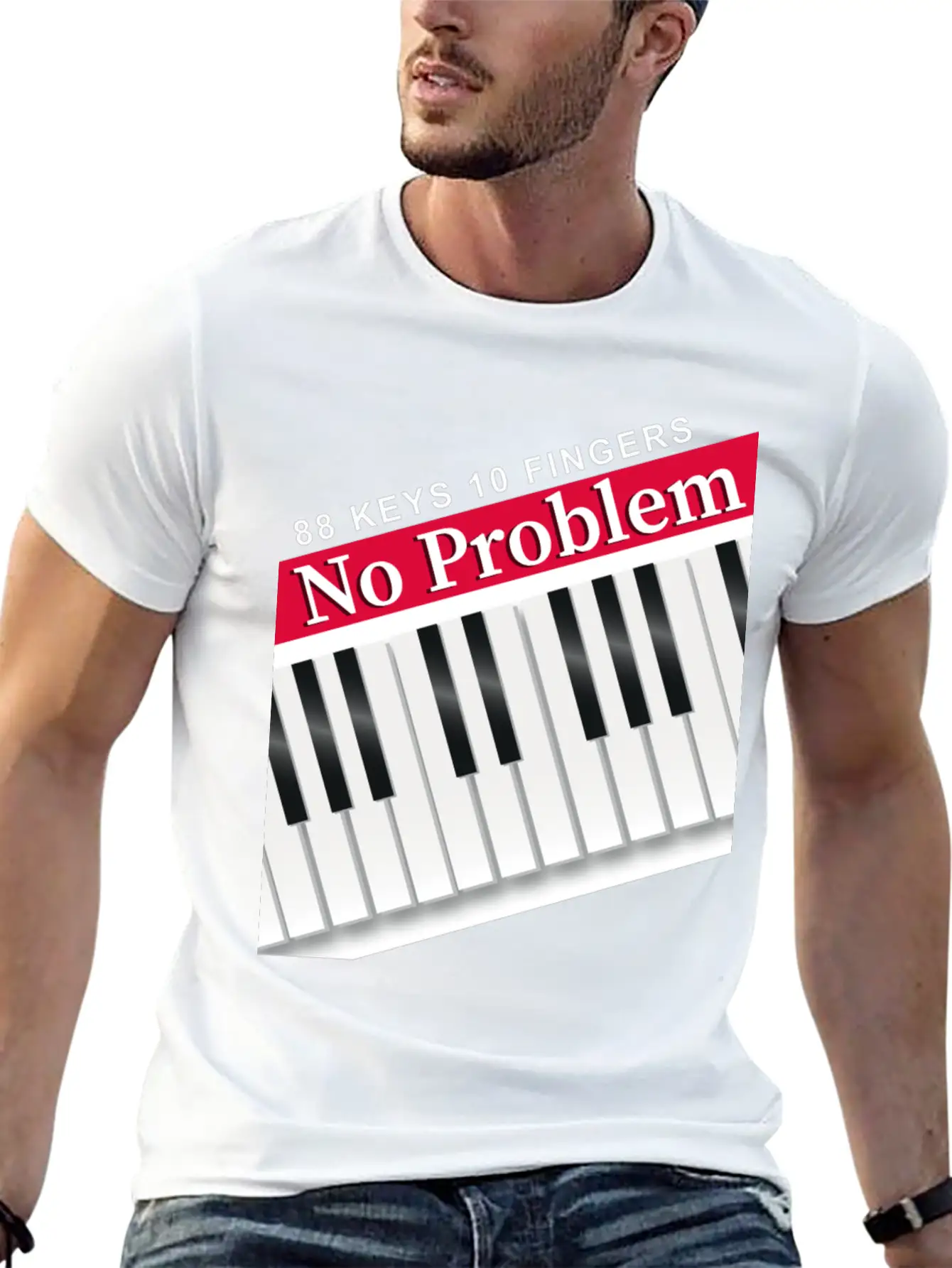 88 Keys 10 Fingers Piano Music Teacher Musician Unisex Short Sleeve Soft Cotton T-Shirt – Casual Everyday Wear