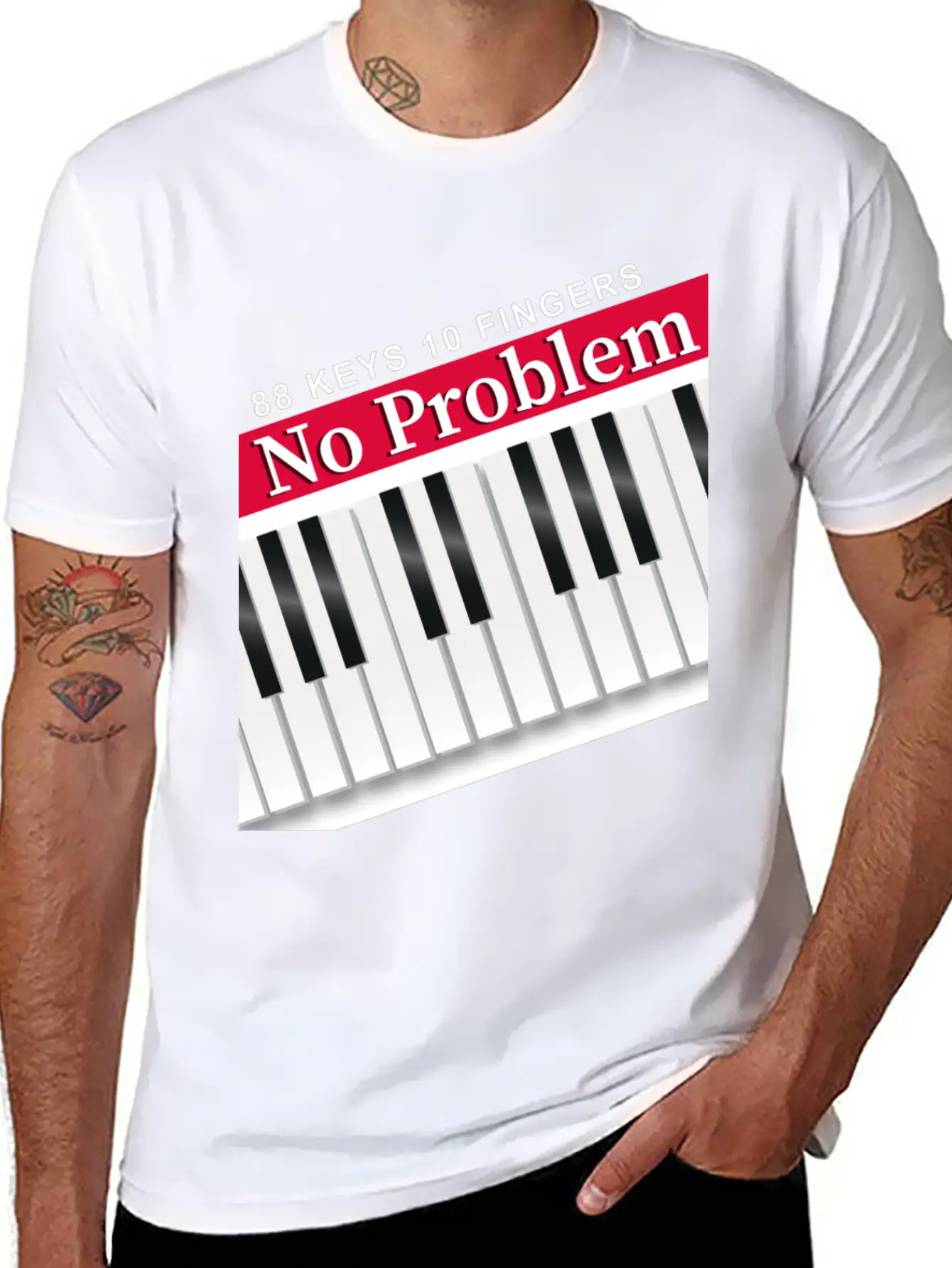 88 Keys 10 Fingers Piano Music Teacher Musician Unisex Short Sleeve Soft Cotton T-Shirt – Casual Everyday Wear