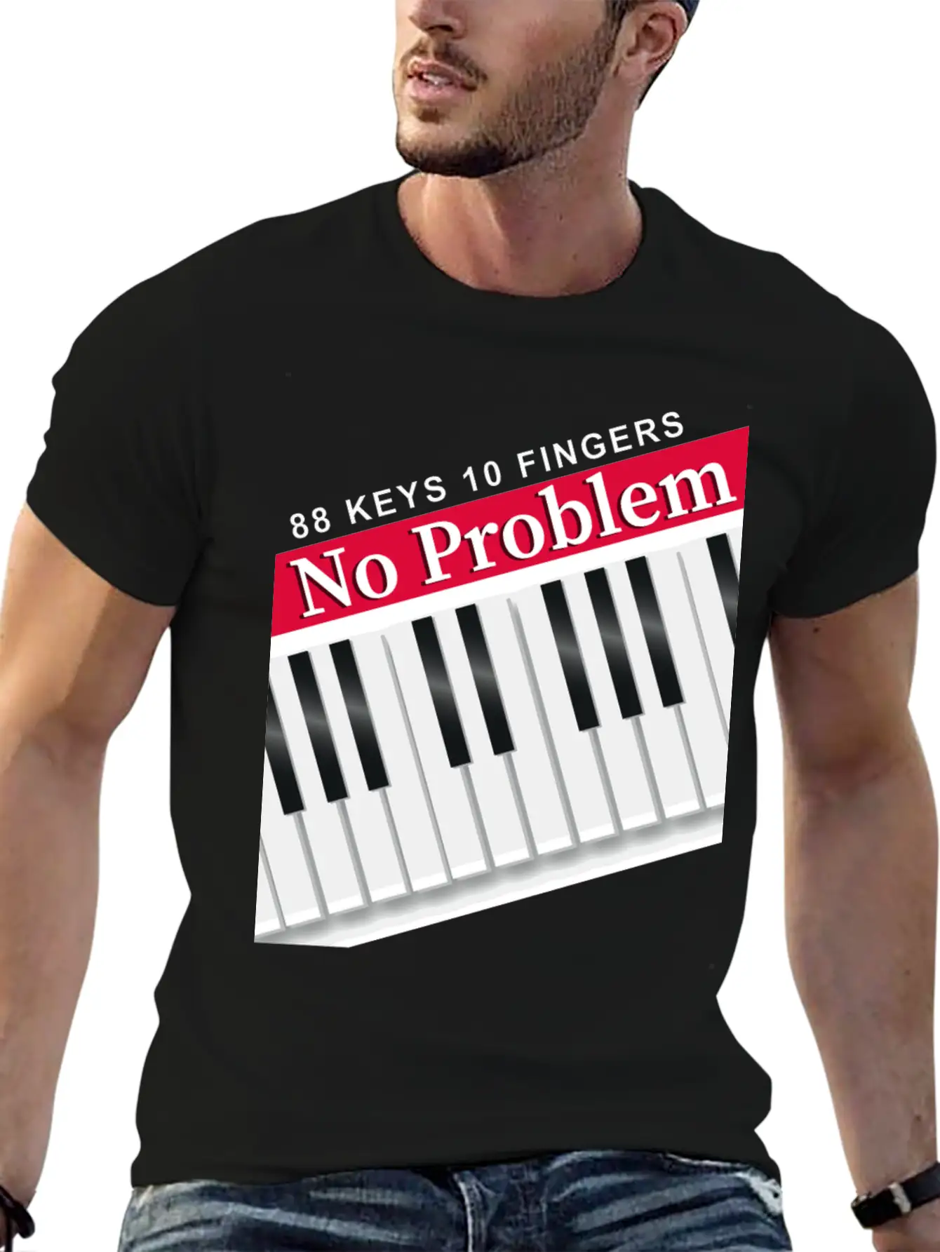 88 Keys 10 Fingers Piano Music Teacher Musician Unisex Short Sleeve Soft Cotton T-Shirt – Casual Everyday Wear