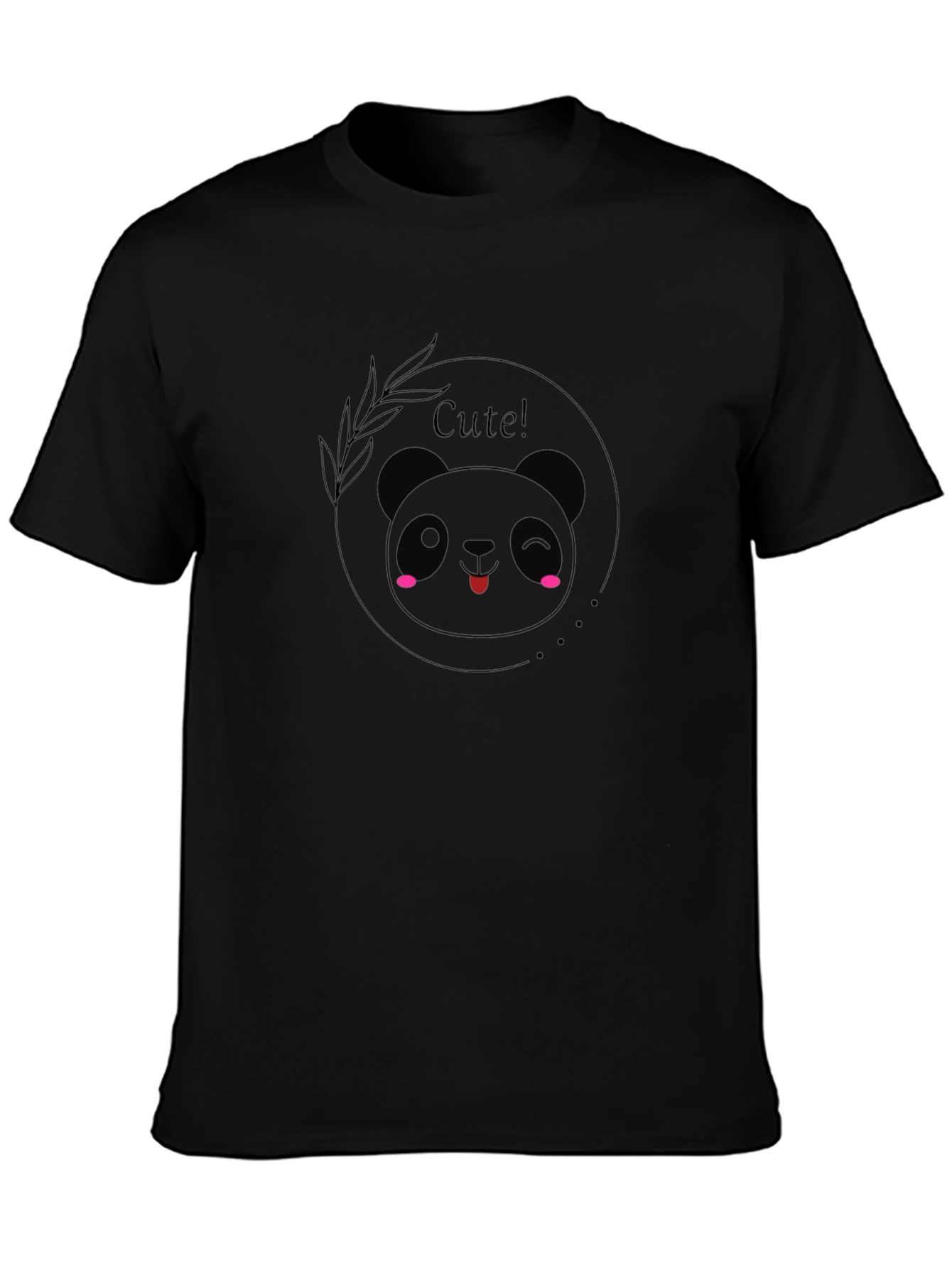 Cute Panda Graphic Black T-Shirt