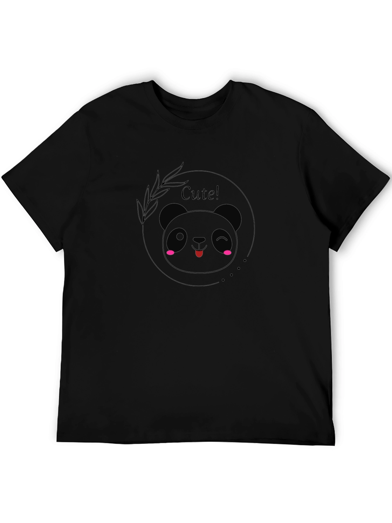 Cute Panda Graphic Black T-Shirt