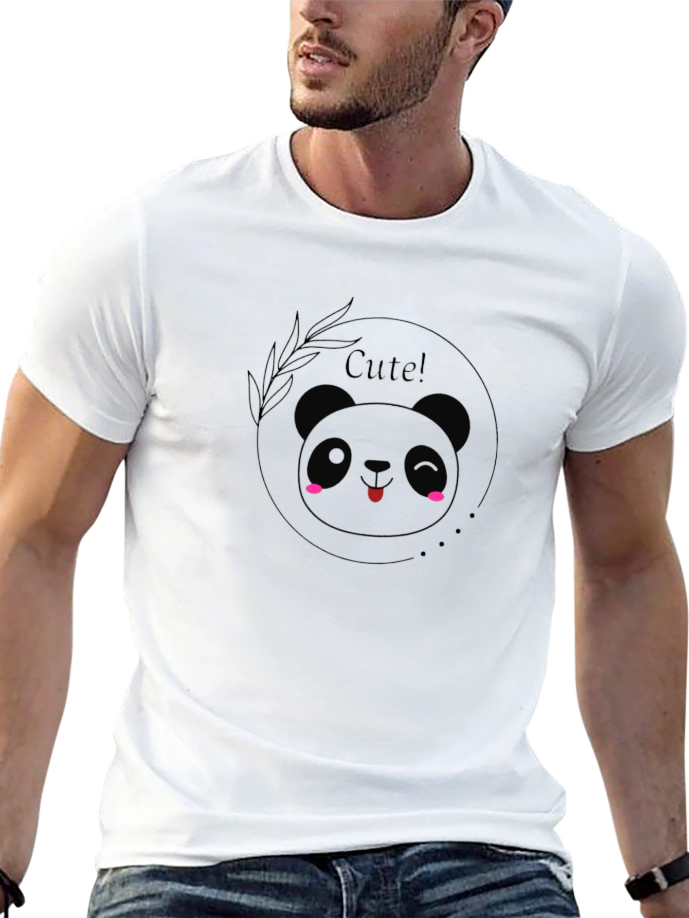 Cute Panda Graphic Black T-Shirt