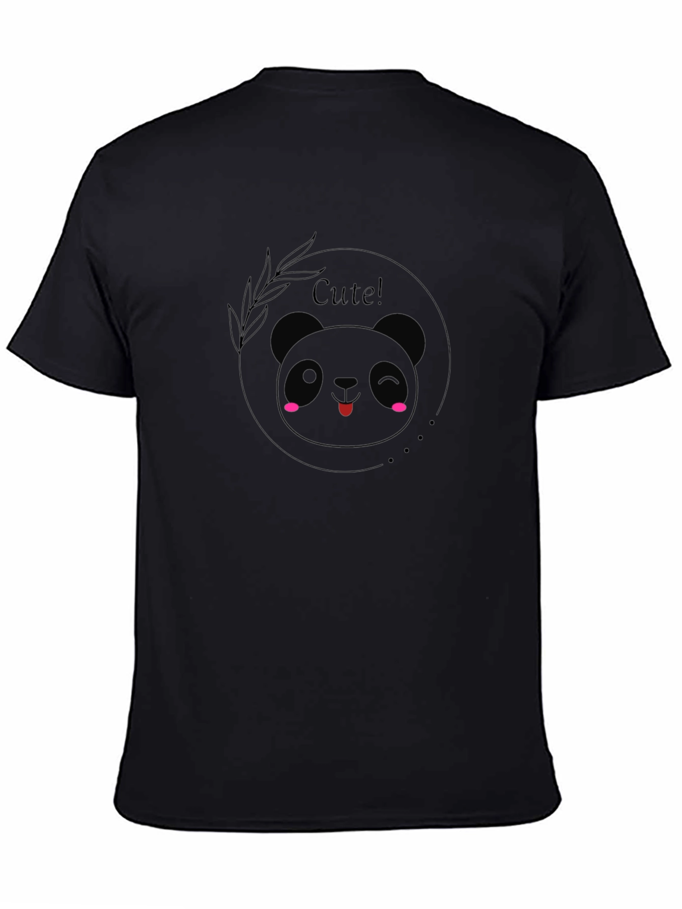 Cute Panda Graphic Black T-Shirt