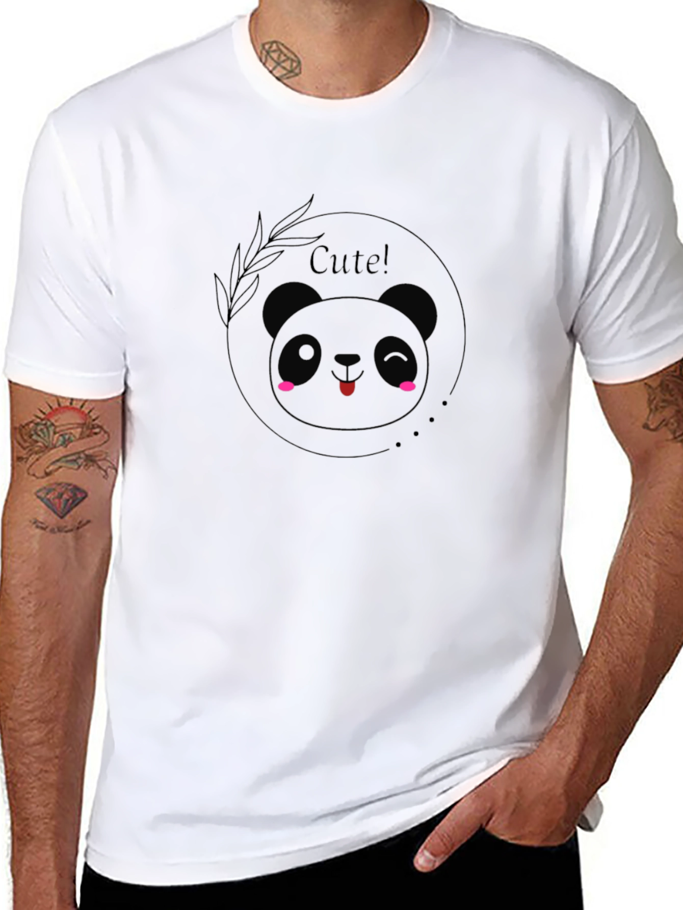 Cute Panda Graphic Black T-Shirt