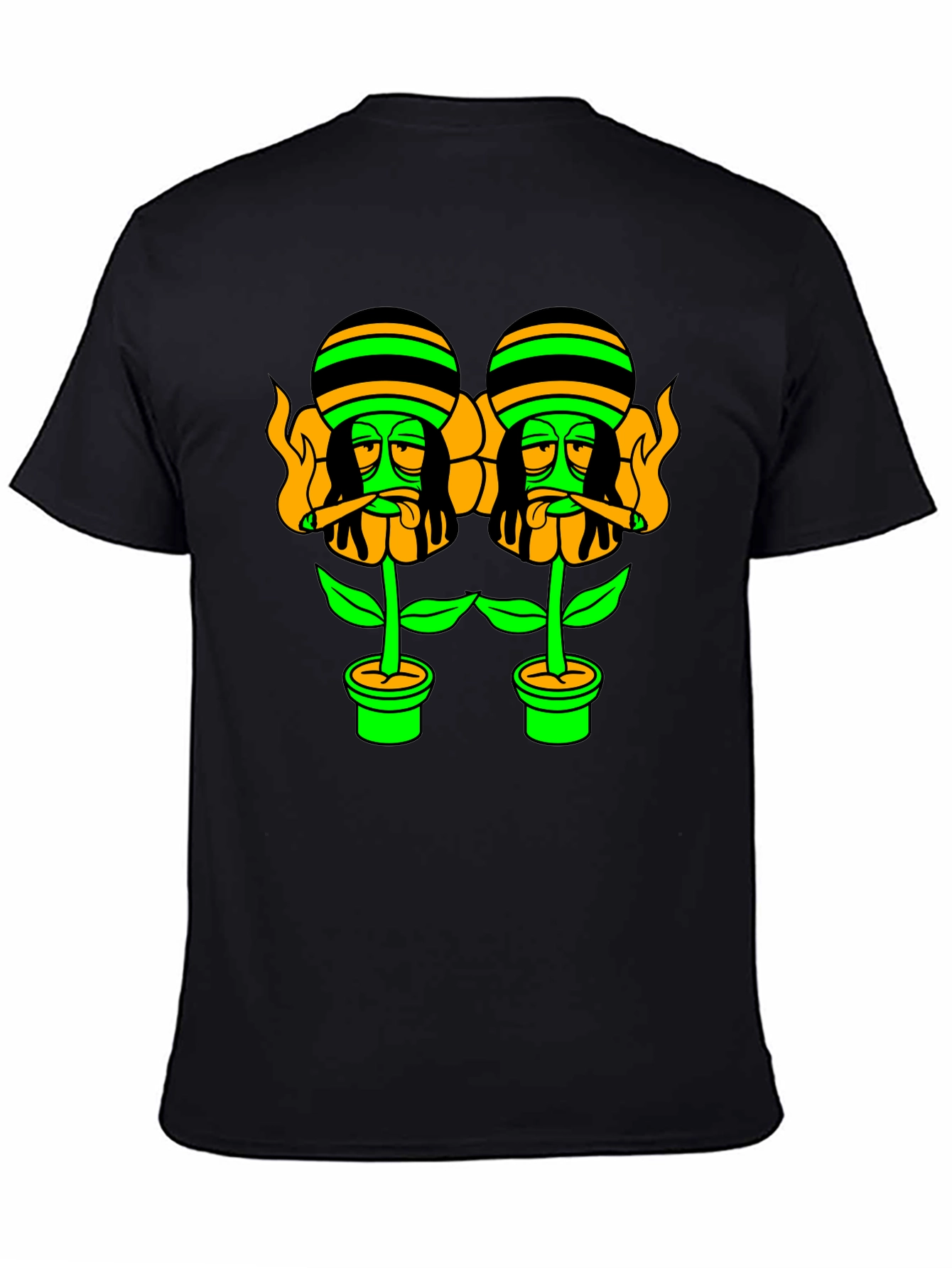 Rasta Flower Pot Graphic Tee - Black