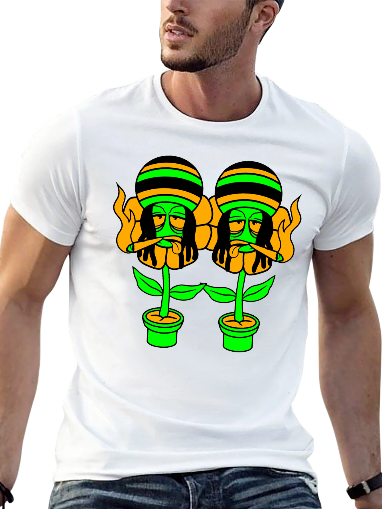 Rasta Flower Pot Graphic Tee - Black