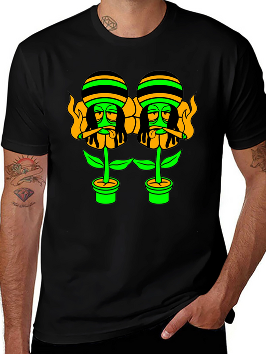 Rasta Flower Pot Graphic Tee - Black