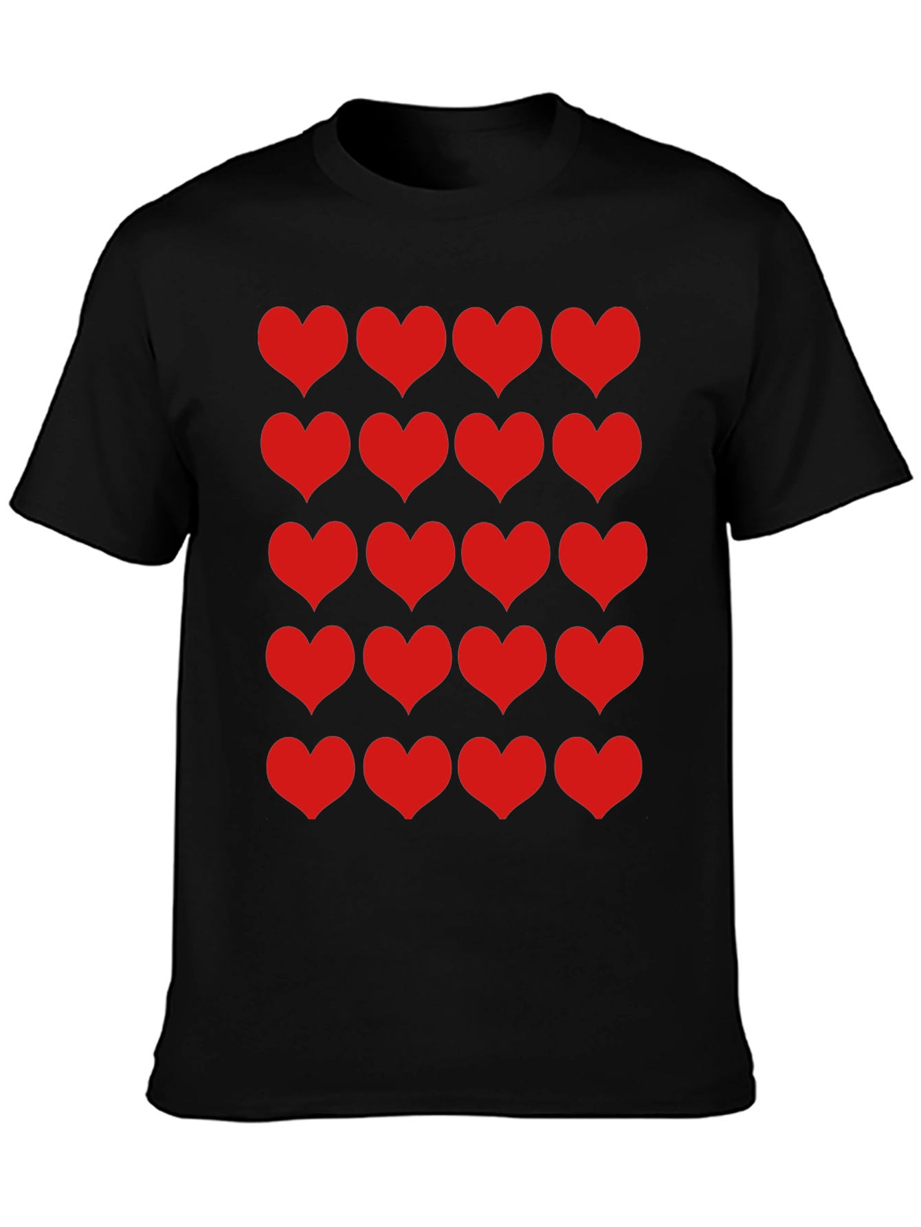 Heart Pattern Black T-Shirt