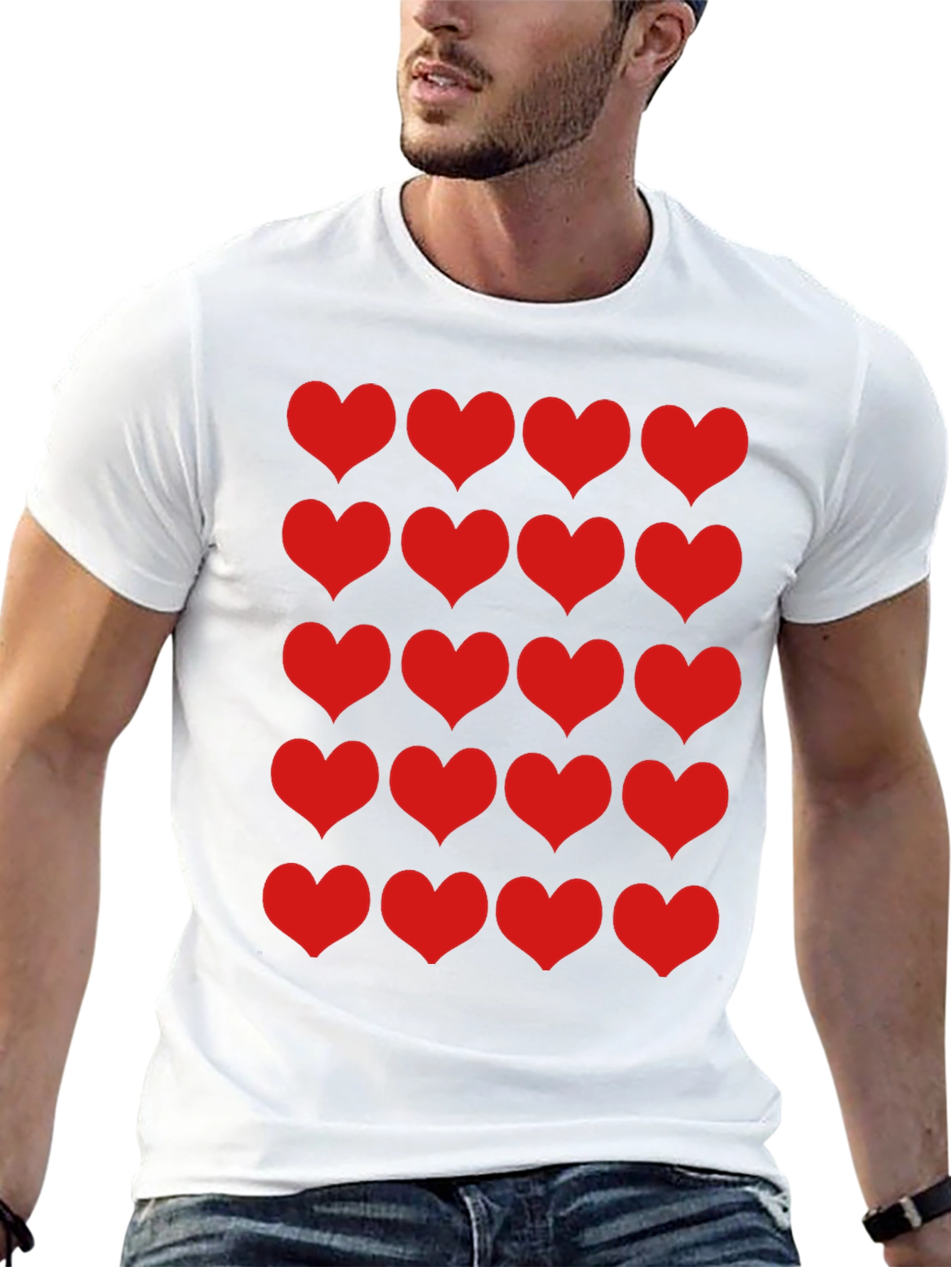 Heart Pattern Black T-Shirt