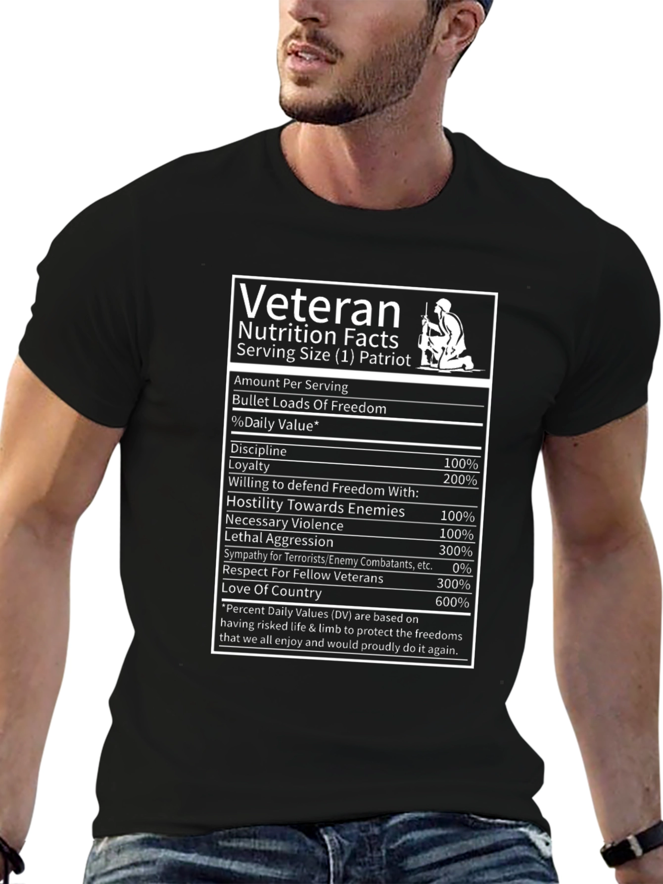 Veteran Nutrition Facts Graphic T-Shirt