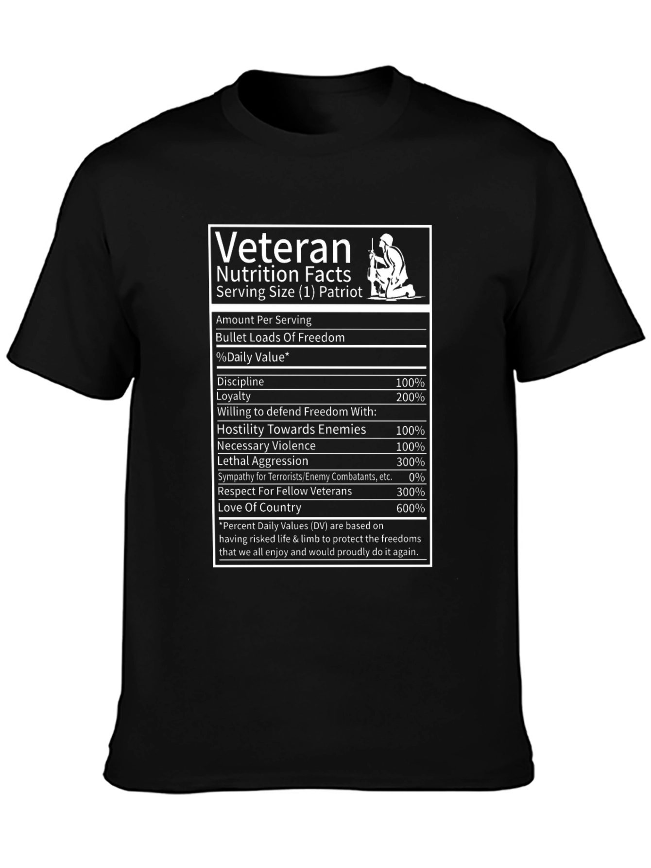 Veteran Nutrition Facts Graphic T-Shirt