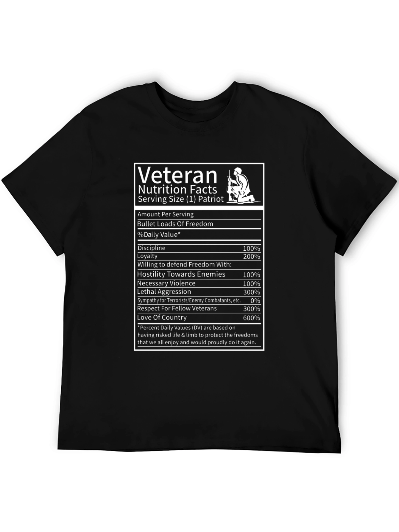 Veteran Nutrition Facts Graphic T-Shirt