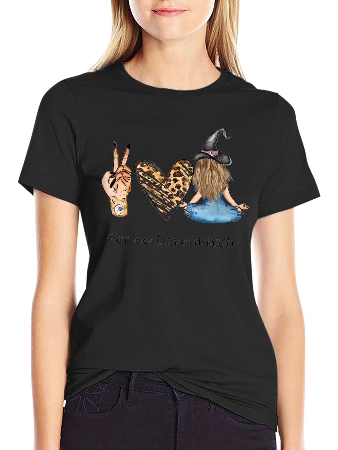 Peace Love Witch T-Shirt - Black Tee