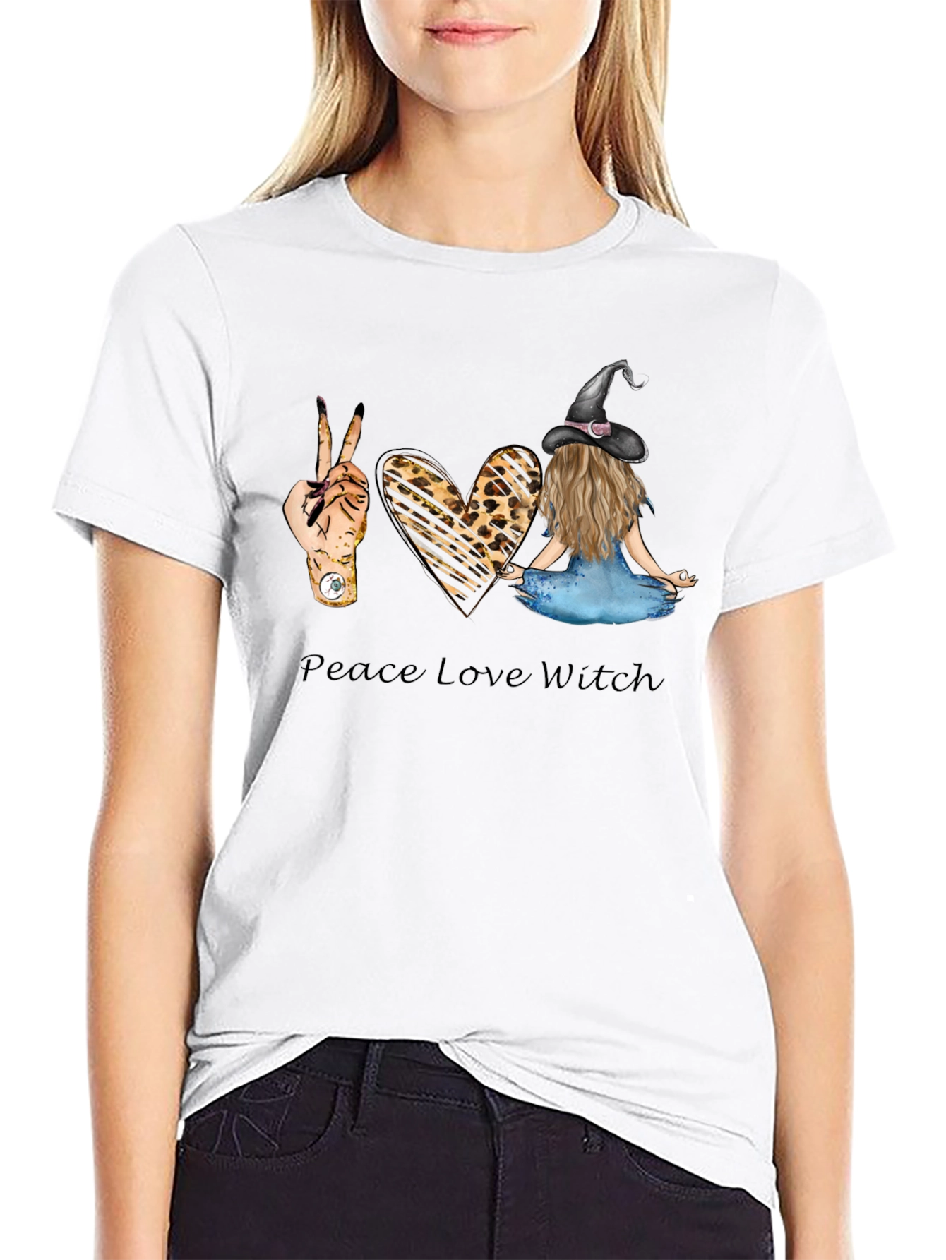 Peace Love Witch T-Shirt - Black Tee
