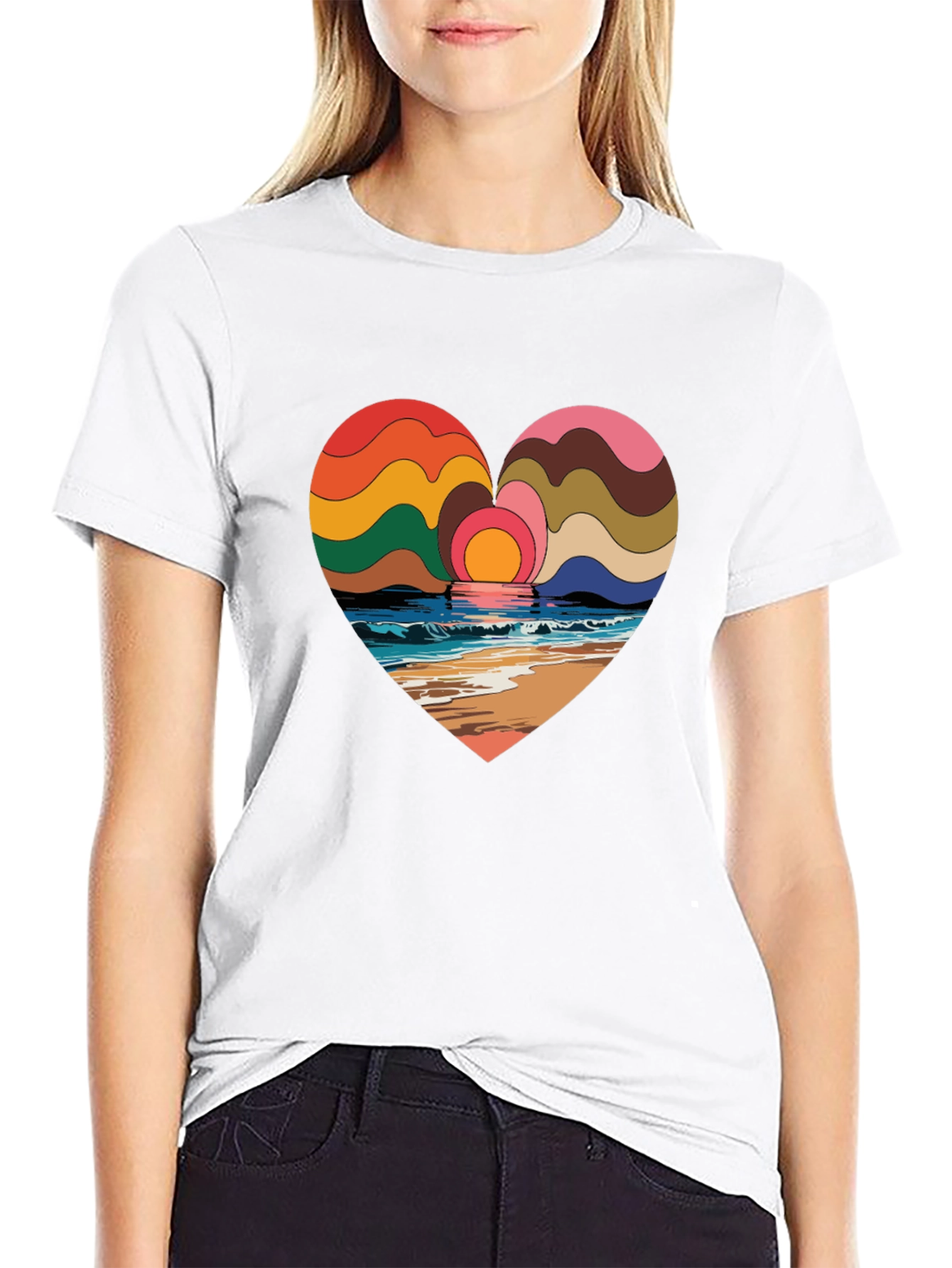 Heart Sunset Beach T-Shirt