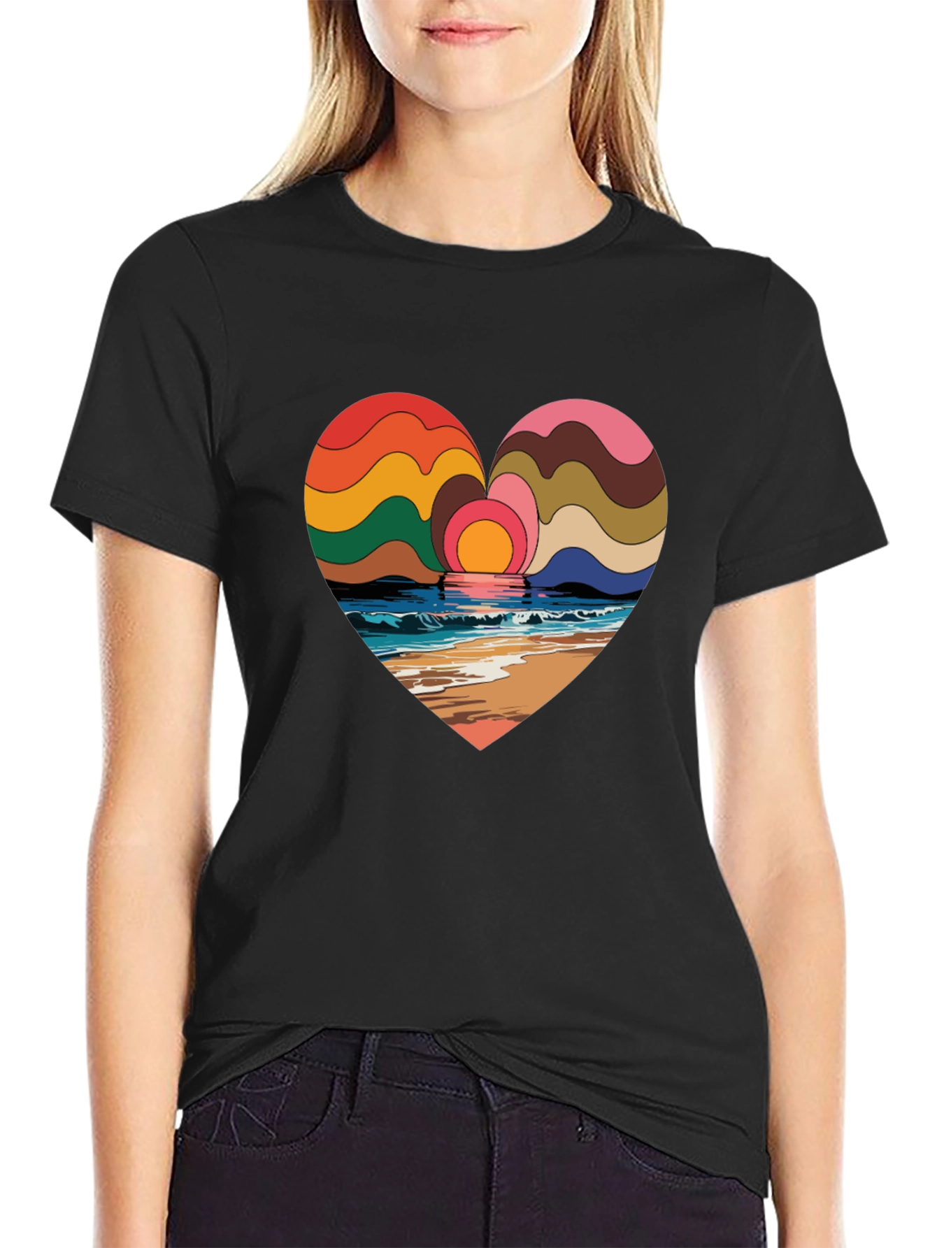 Heart Sunset Beach T-Shirt