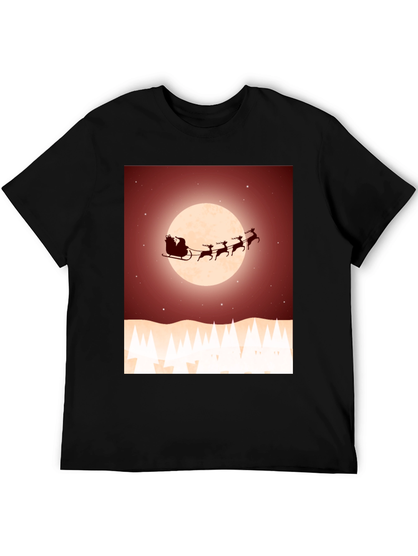 Festive Santa Sleigh Graphic Tee - Black