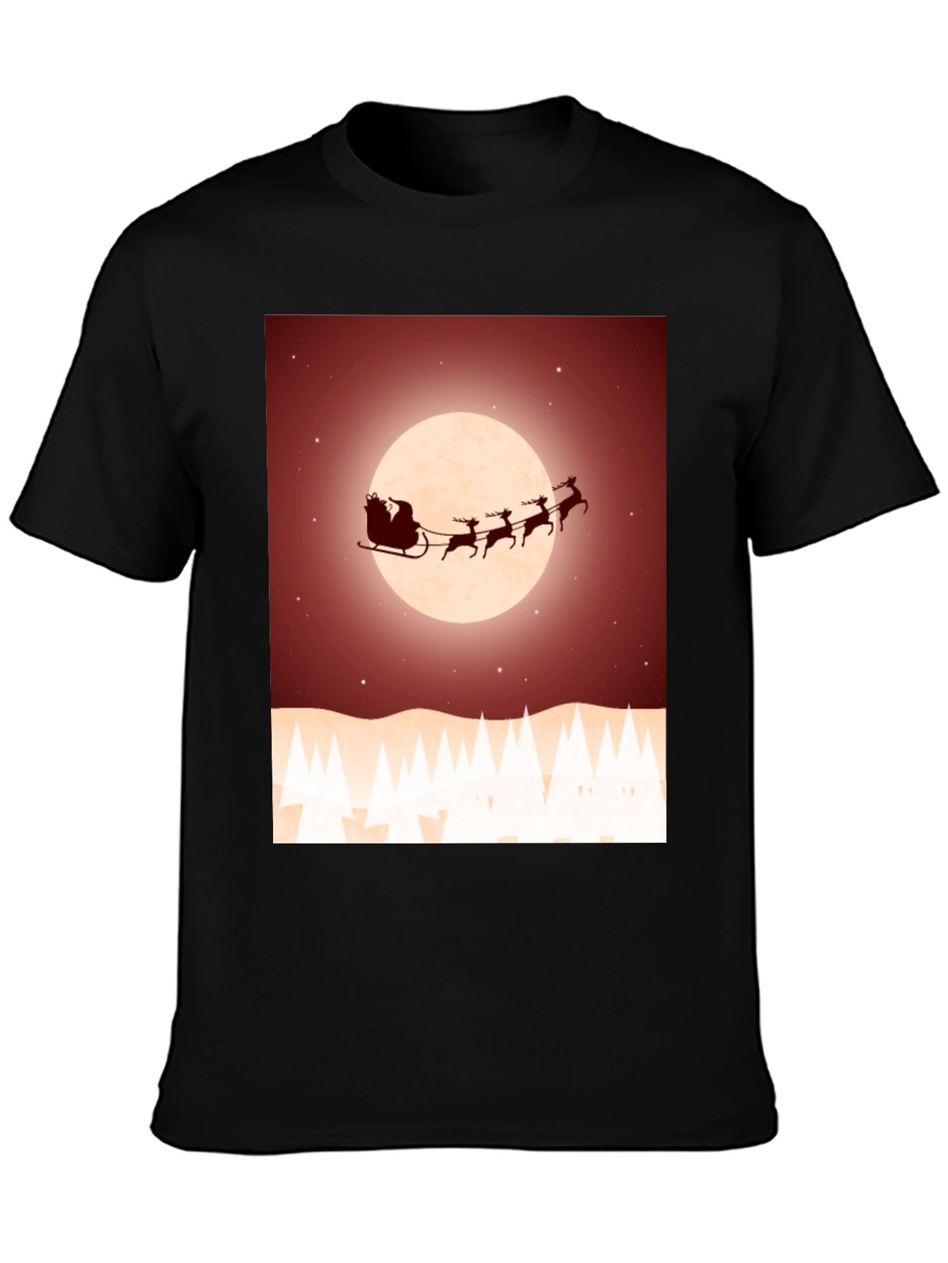 Festive Santa Sleigh Graphic Tee - Black
