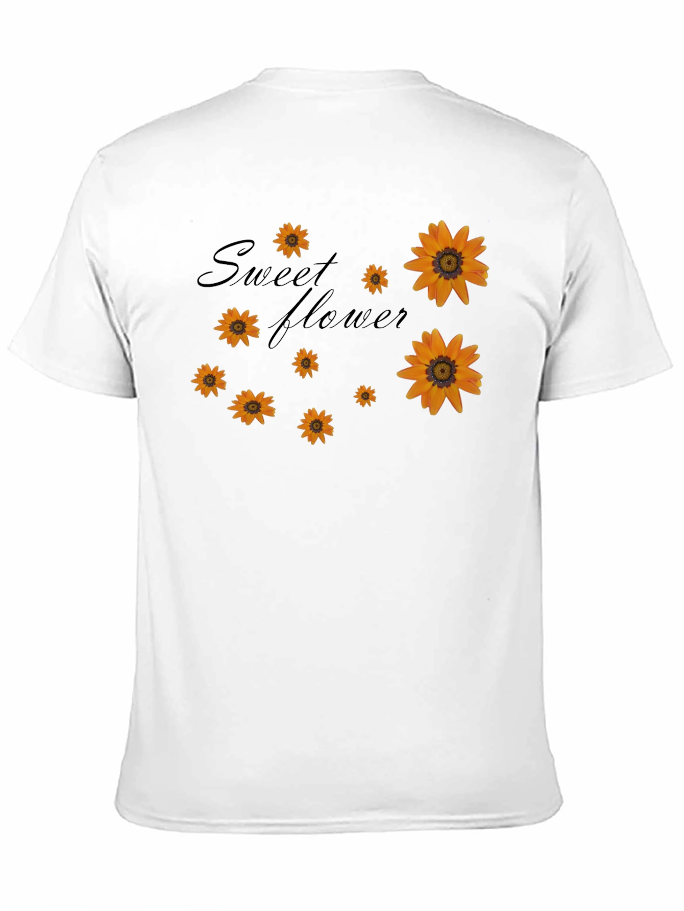 Sweet Flower Graphic Print Black T-Shirt