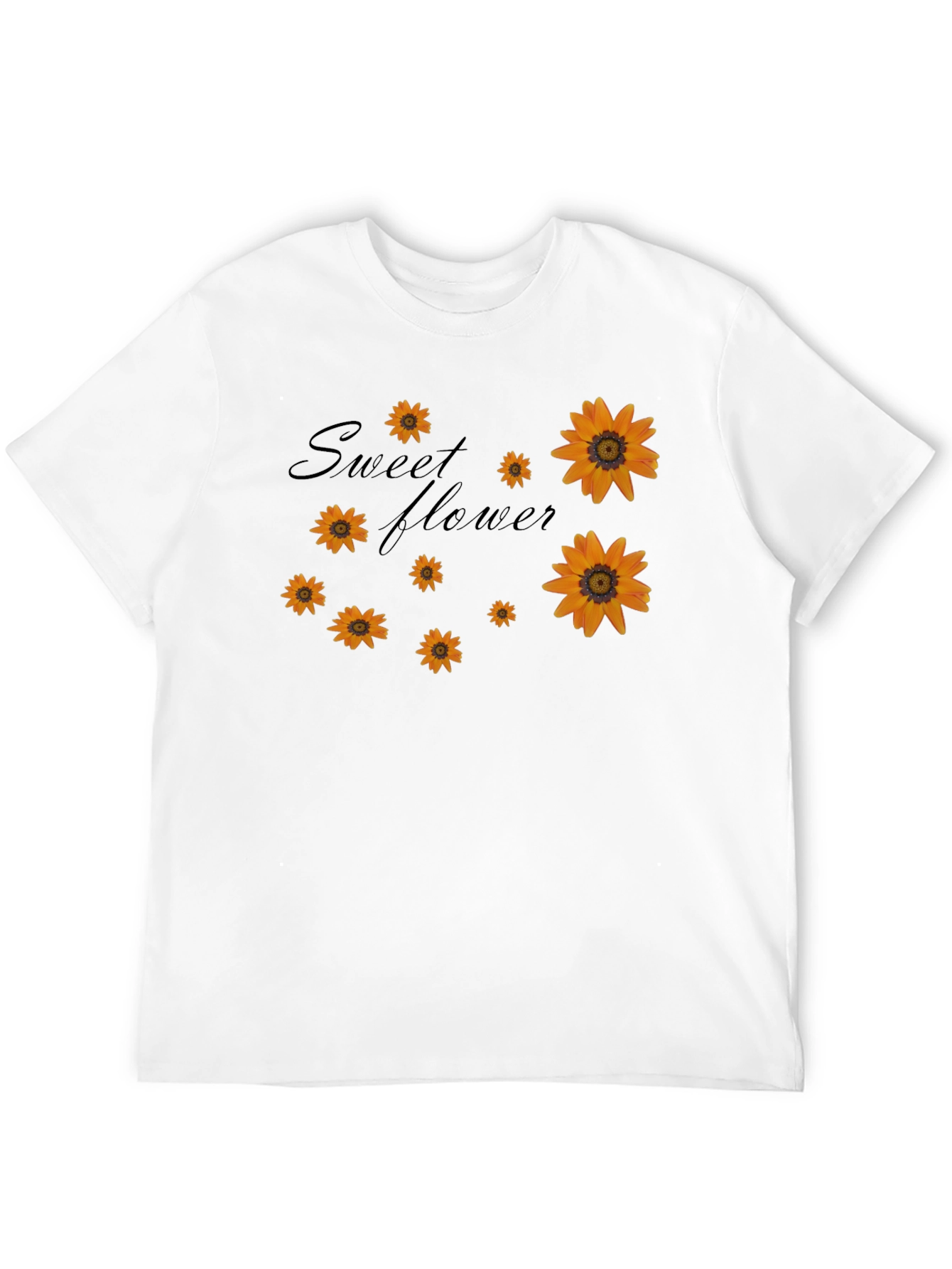 Sweet Flower Graphic Print Black T-Shirt