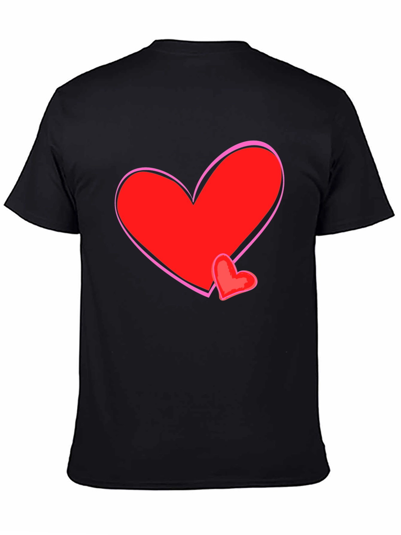 Heart Graphic T-Shirt - Black Cotton Casual Tee