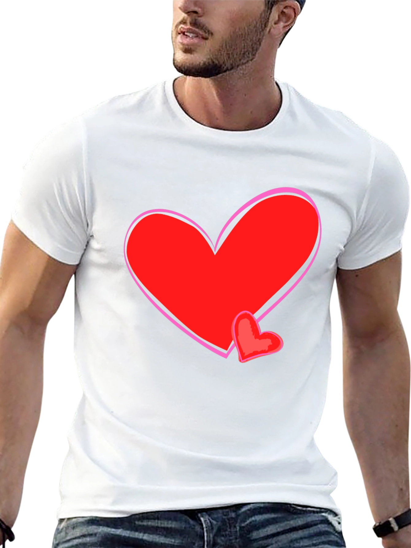 Heart Graphic T-Shirt - Black Cotton Casual Tee