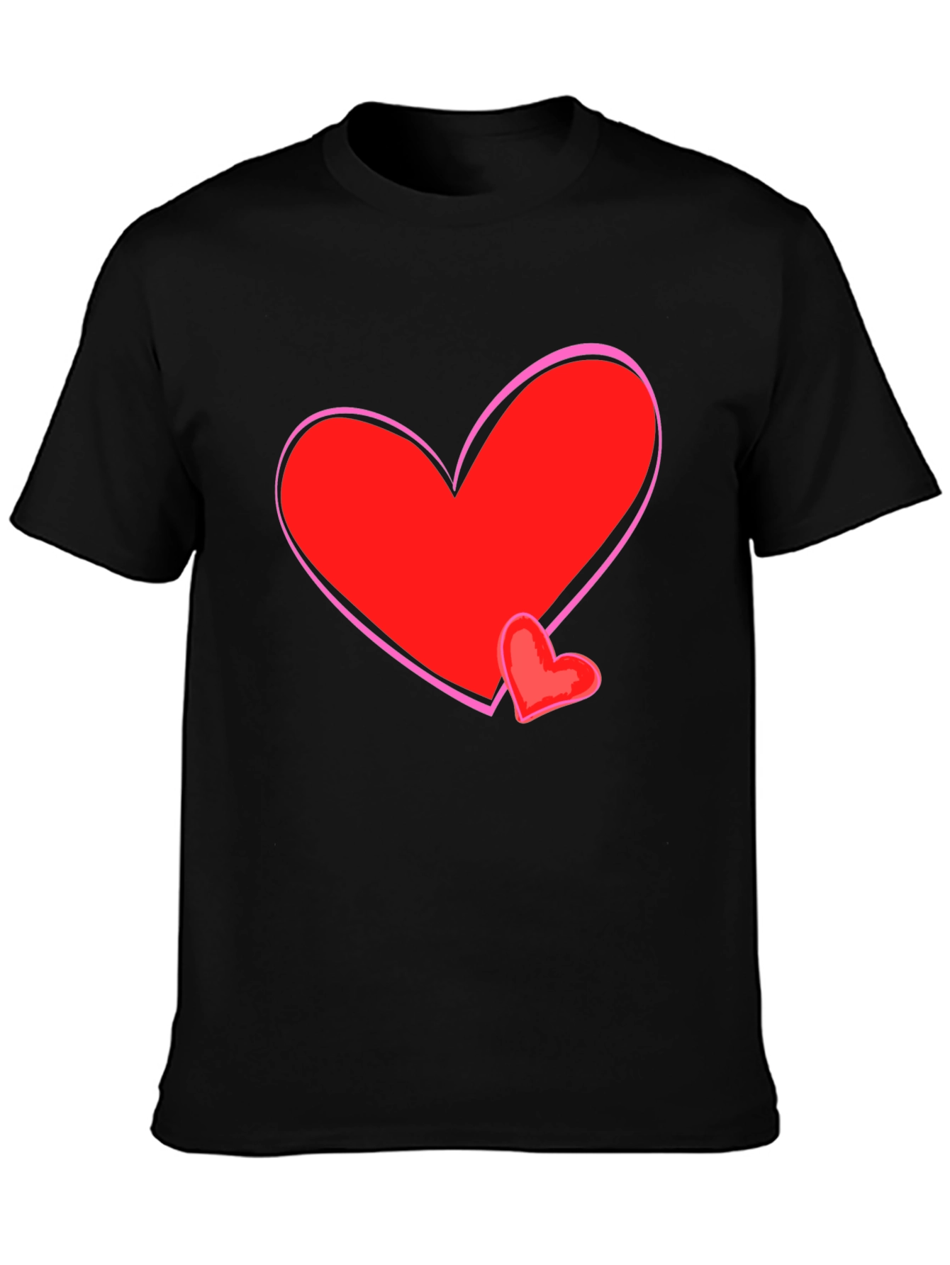Heart Graphic T-Shirt - Black Cotton Casual Tee