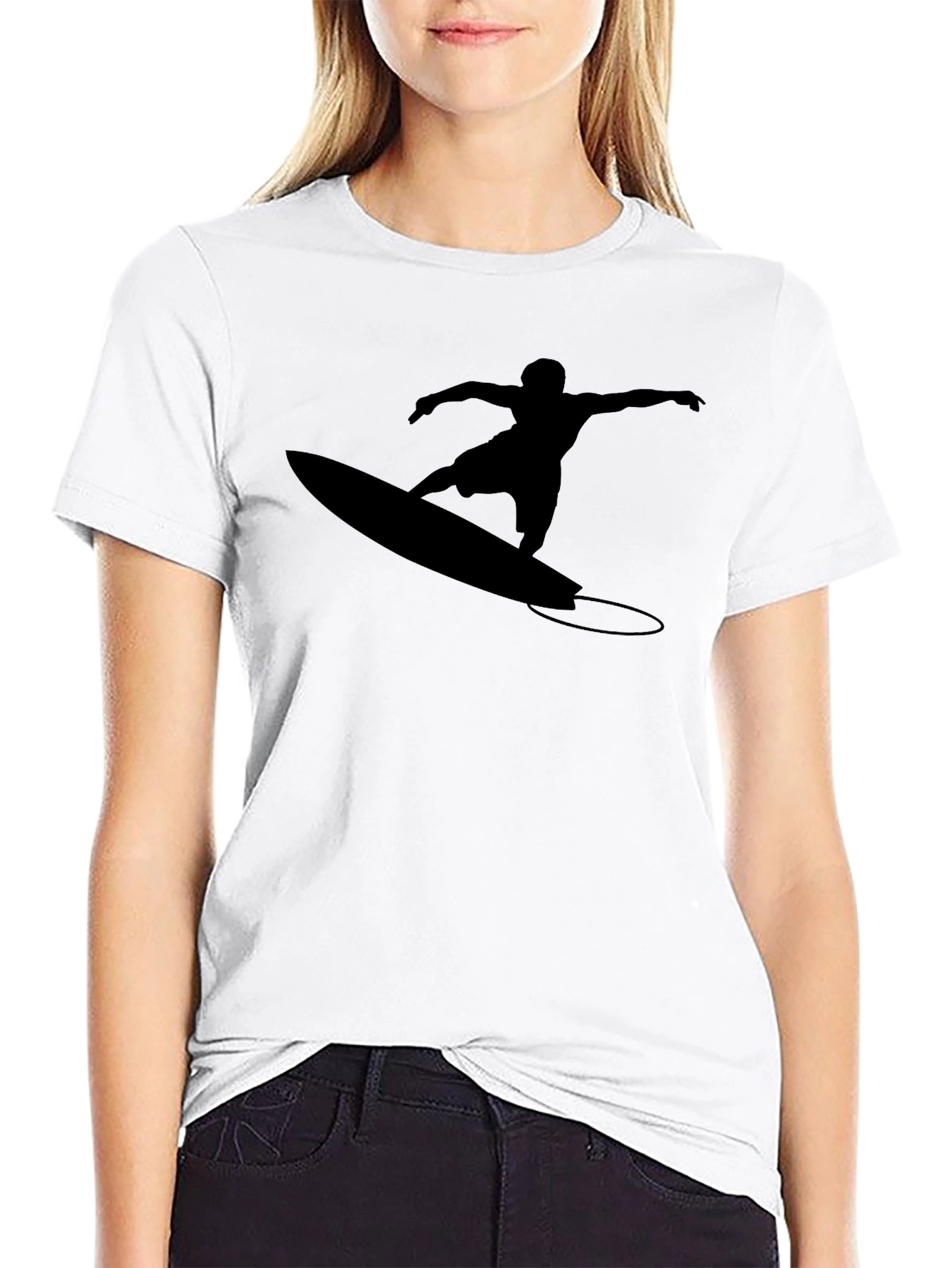 Surfer Silhouette Black T-Shirt