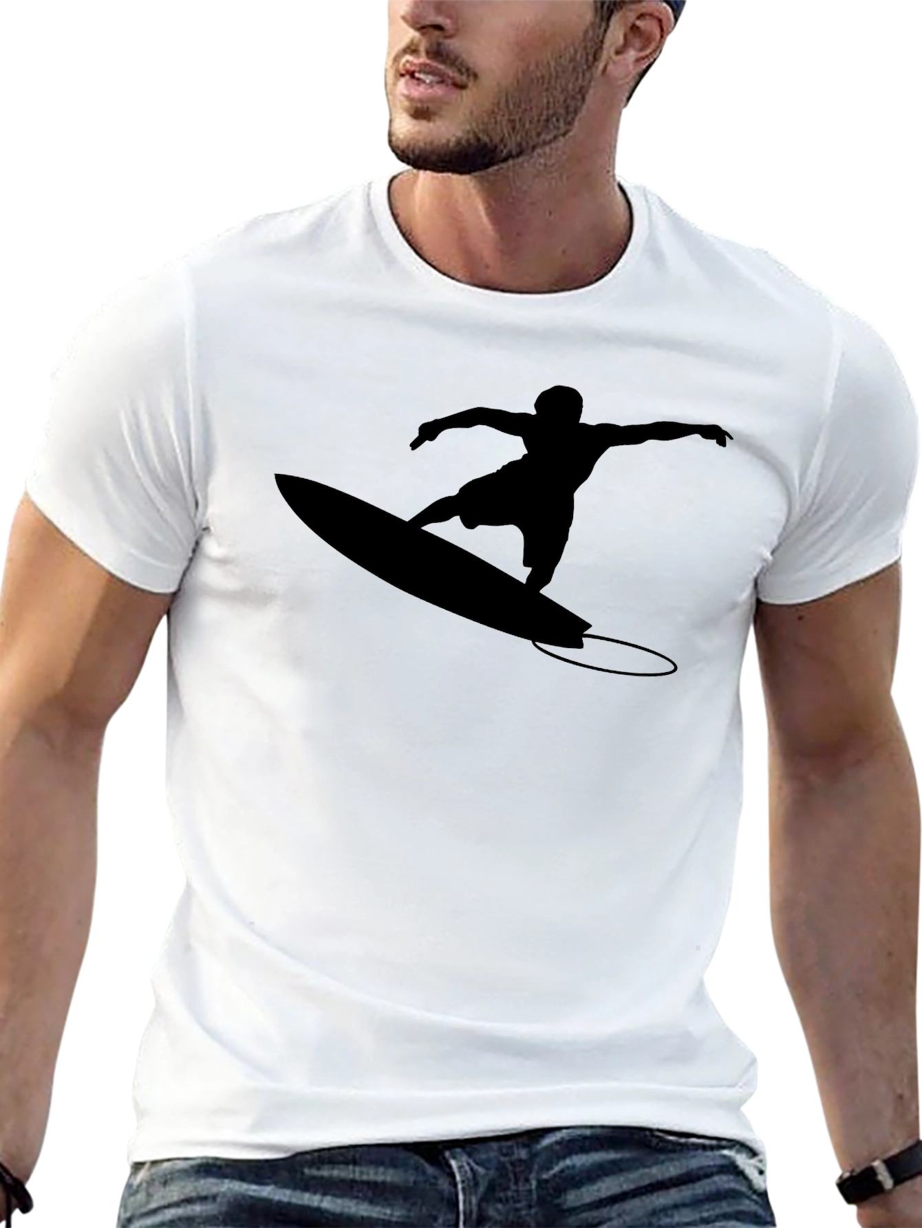Surfer Silhouette Black T-Shirt