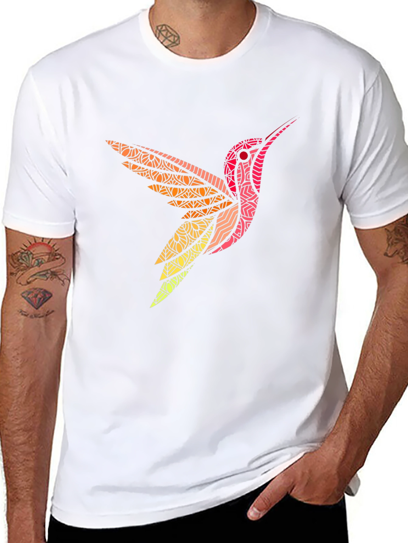 Hummingbird Graphic Print Mens Black T-Shirt
