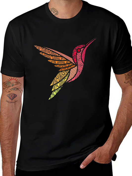Hummingbird Graphic Print Mens Black T-Shirt