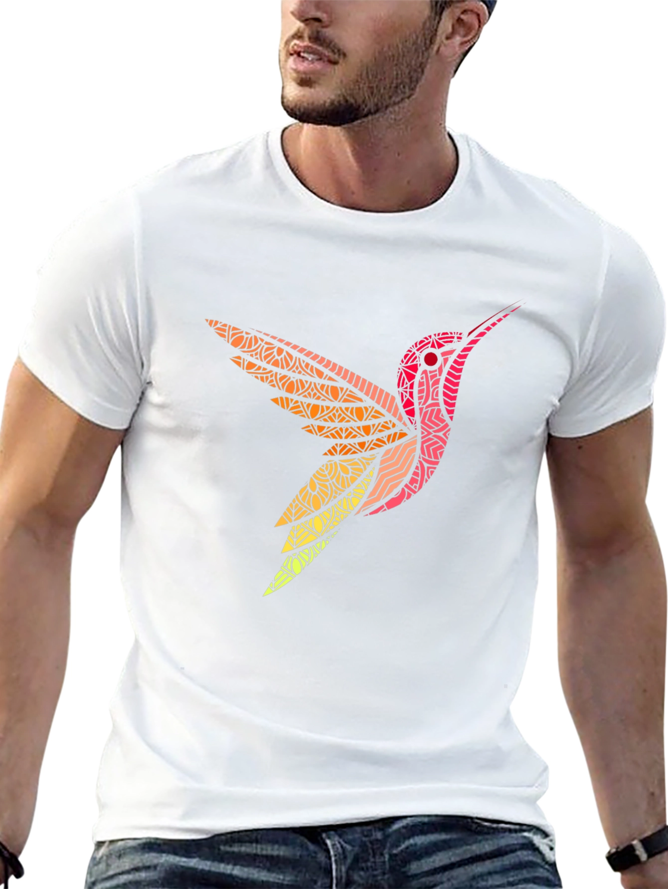 Hummingbird Graphic Print Mens Black T-Shirt