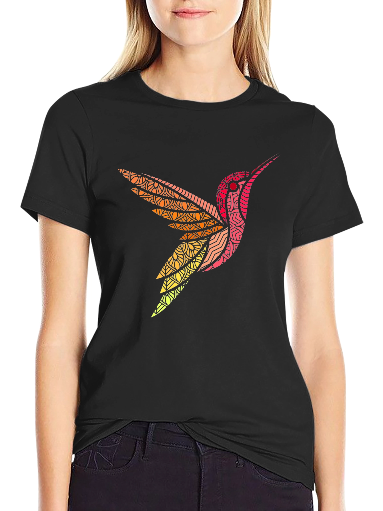 Hummingbird Graphic Print Mens Black T-Shirt