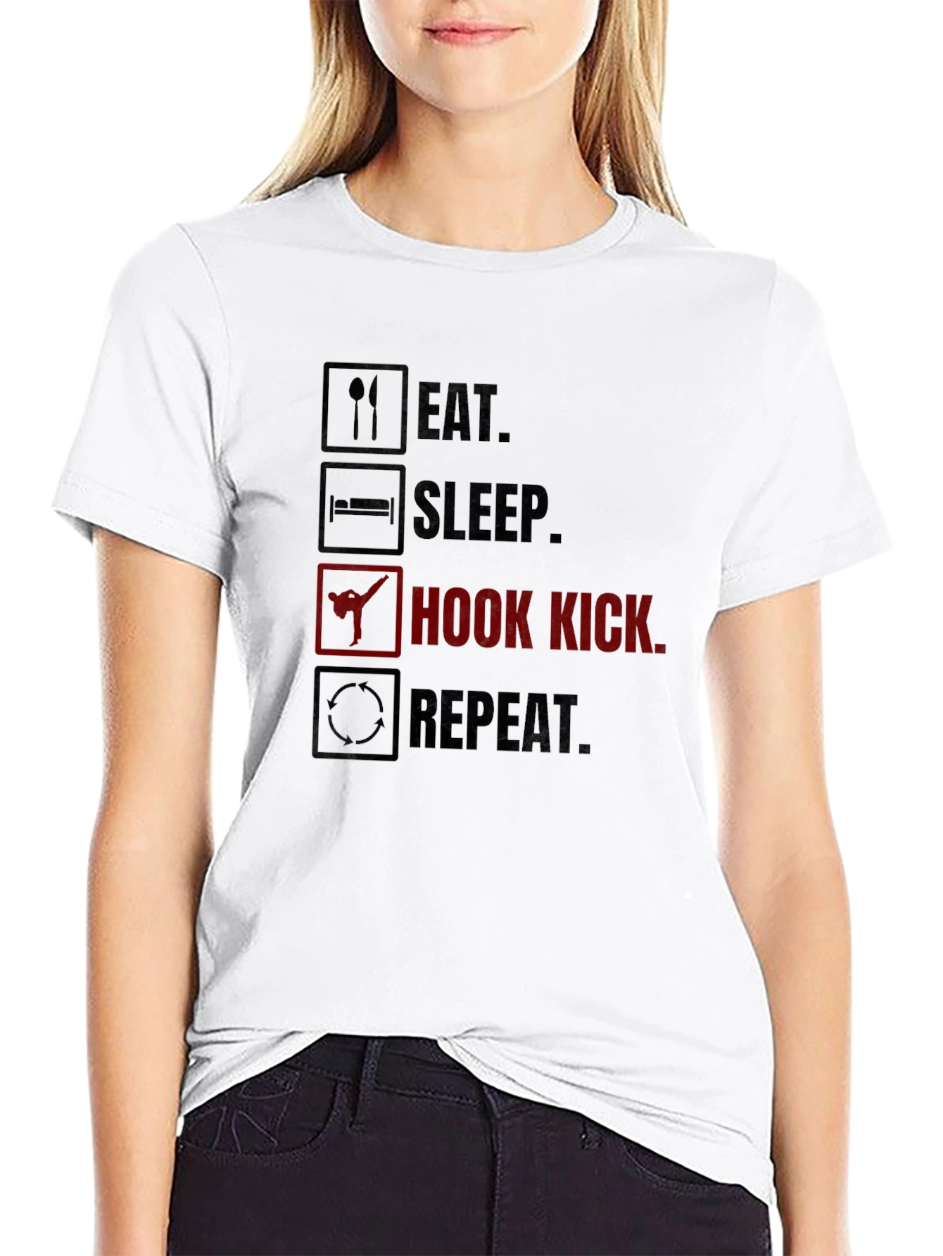 Eat Sleep Hook Kick Repeat Graphic T-Shirt