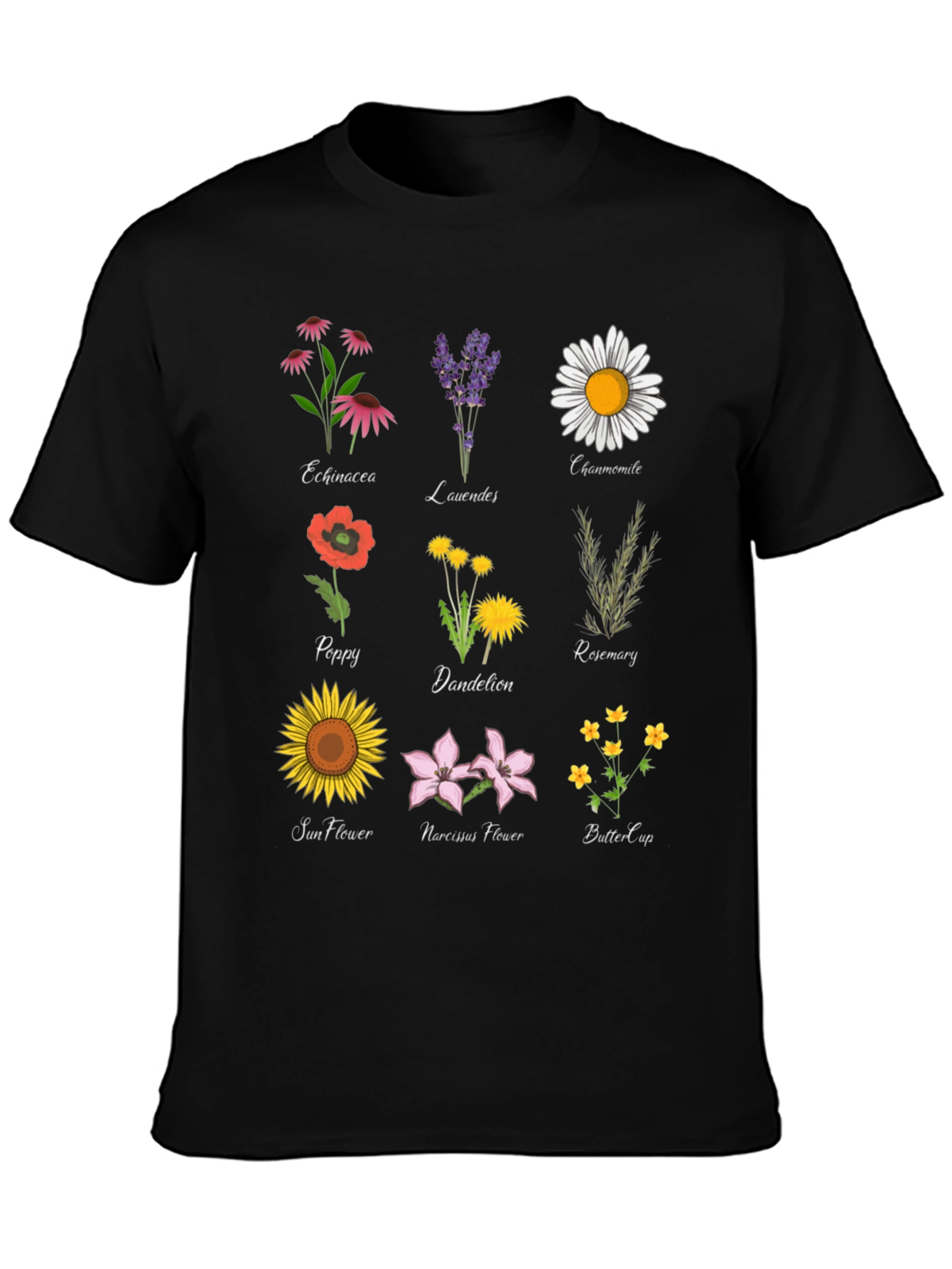 Botanical Print T-Shirt: Floral Herb Garden Tee