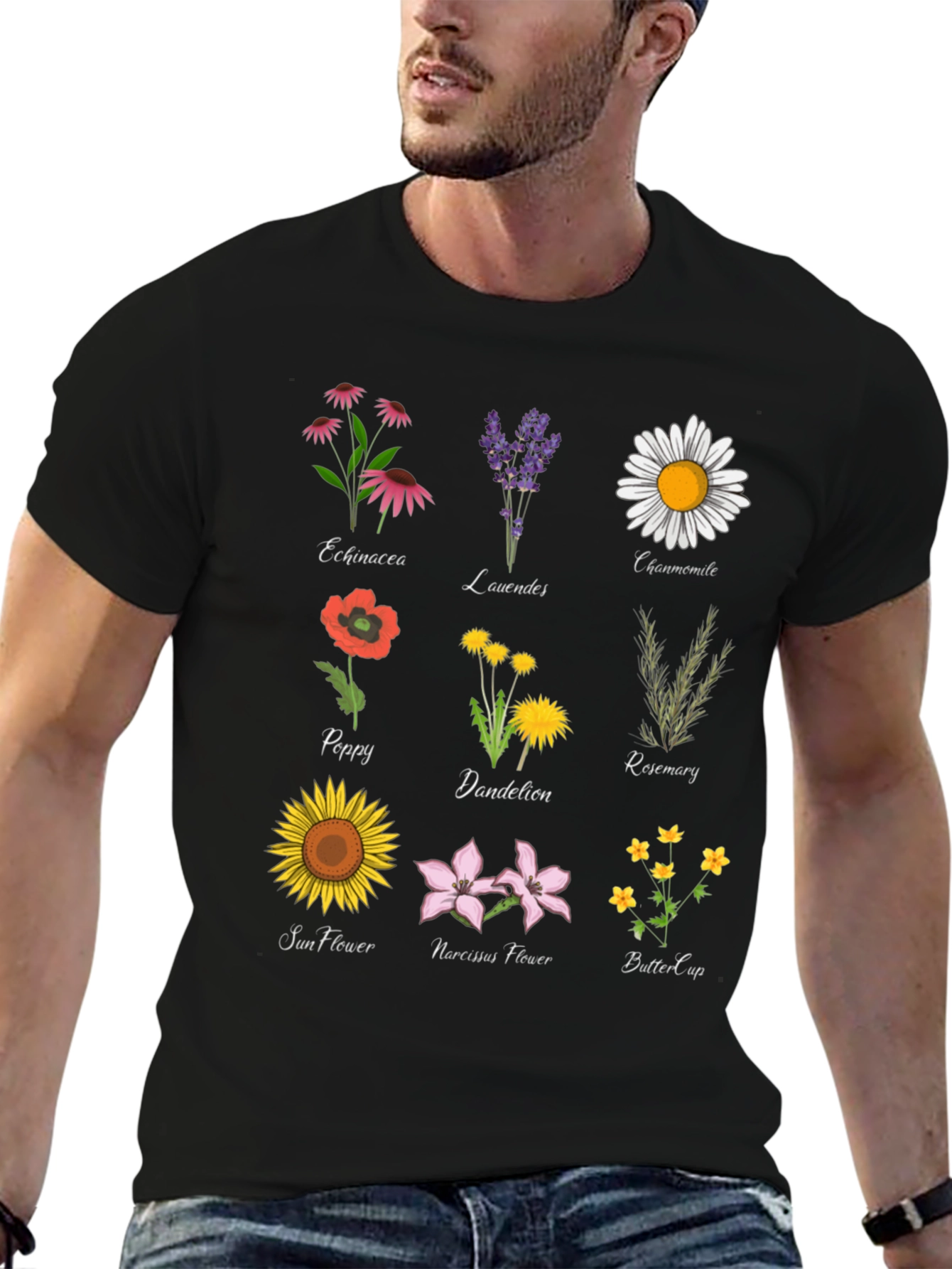 Botanical Print T-Shirt: Floral Herb Garden Tee