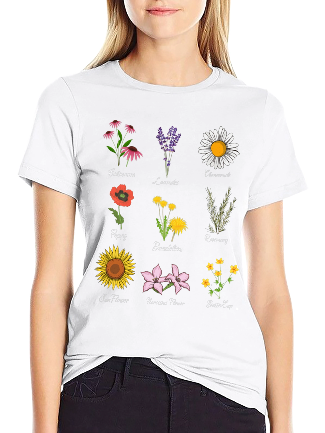 Botanical Print T-Shirt: Floral Herb Garden Tee