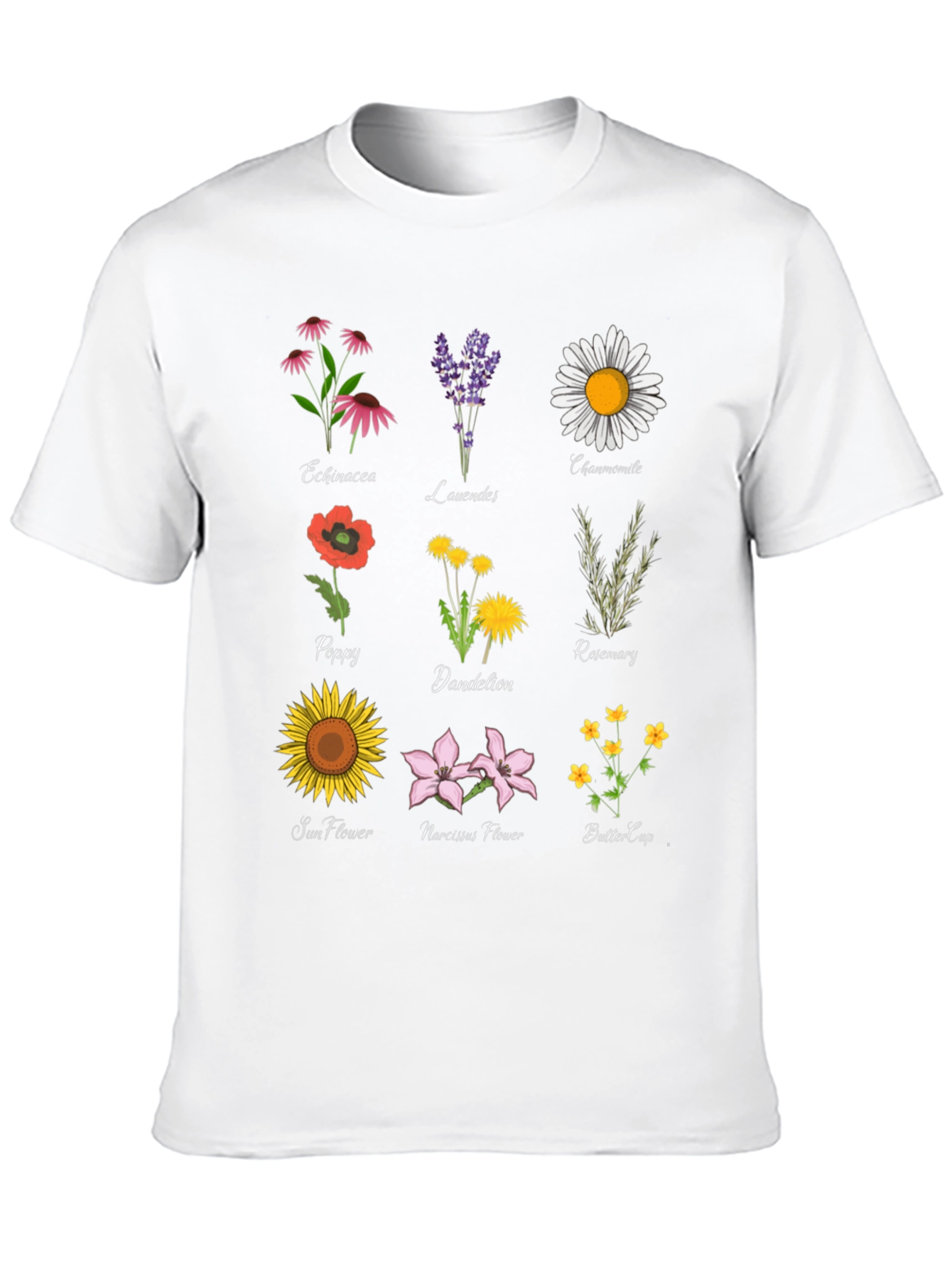 Botanical Print T-Shirt: Floral Herb Garden Tee