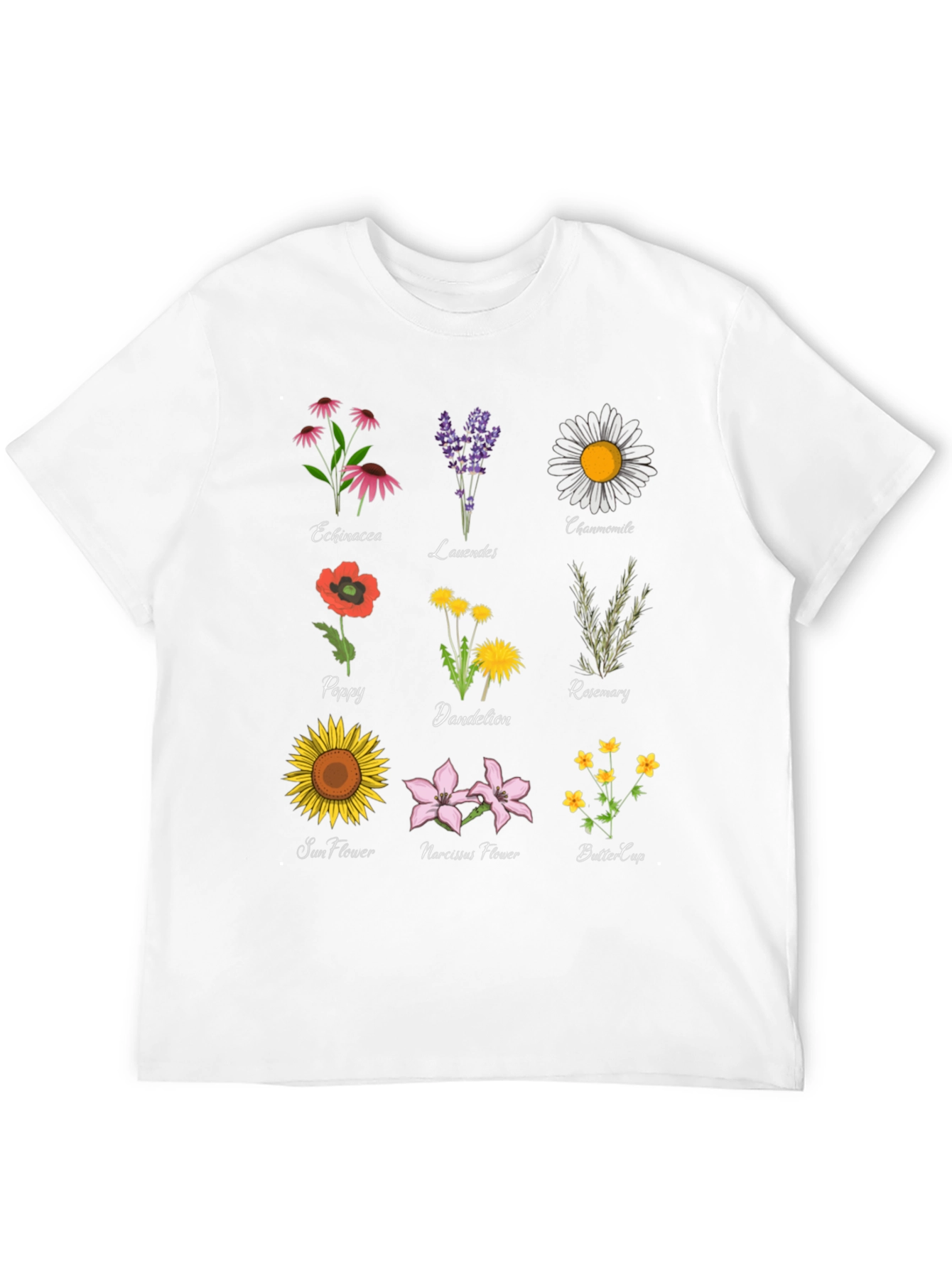 Botanical Print T-Shirt: Floral Herb Garden Tee