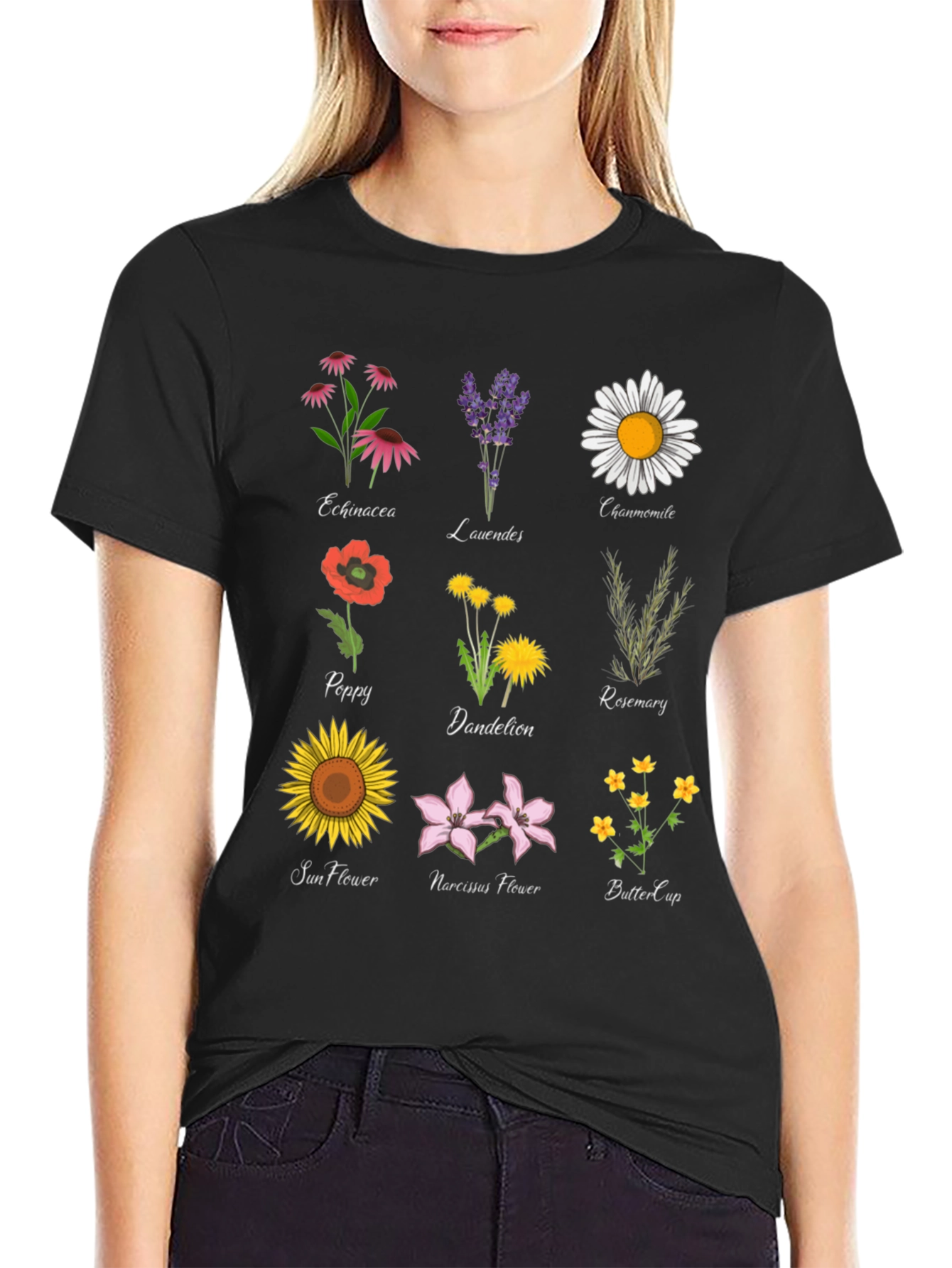 Botanical Print T-Shirt: Floral Herb Garden Tee