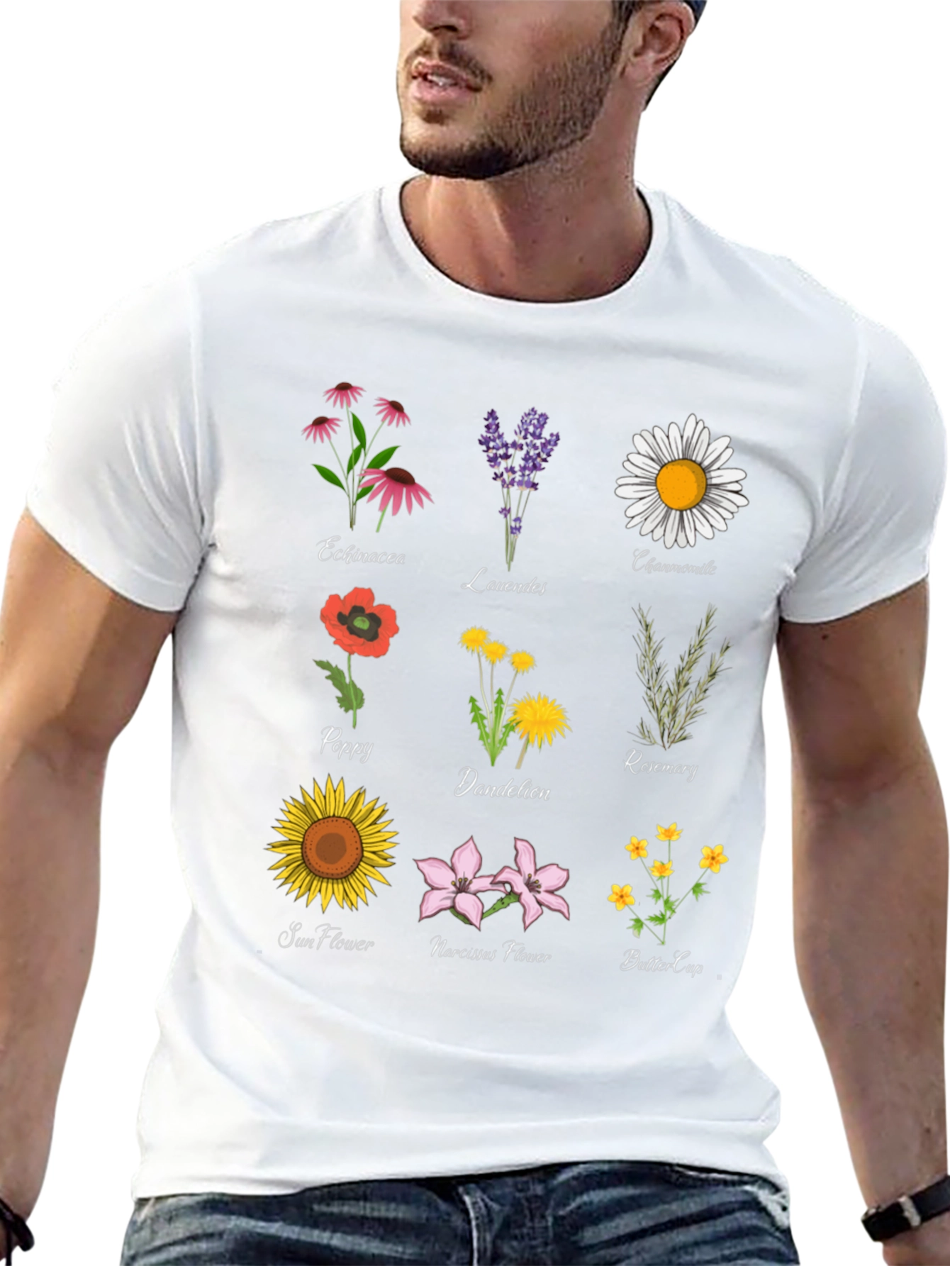 Botanical Print T-Shirt: Floral Herb Garden Tee