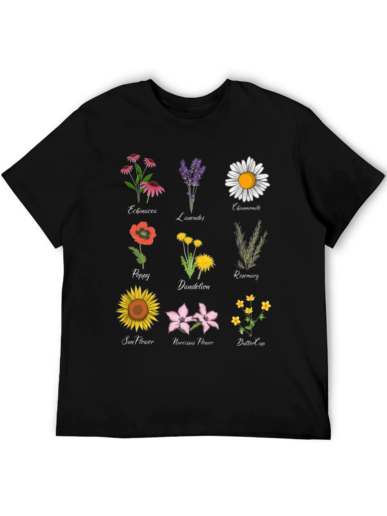 Botanical Print T-Shirt: Floral Herb Garden Tee