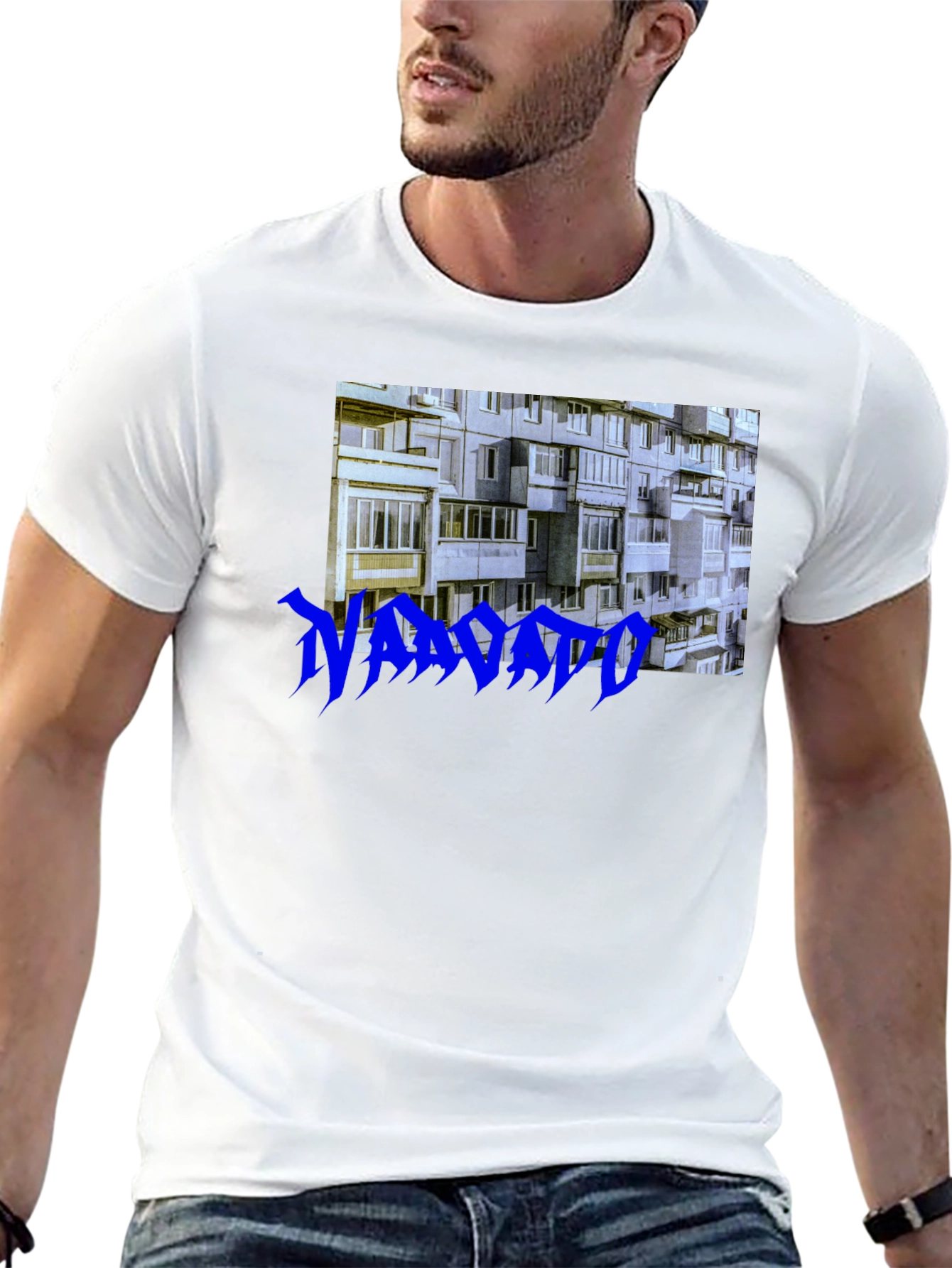 Urban Concrete T-Shirt - Blue Text Design